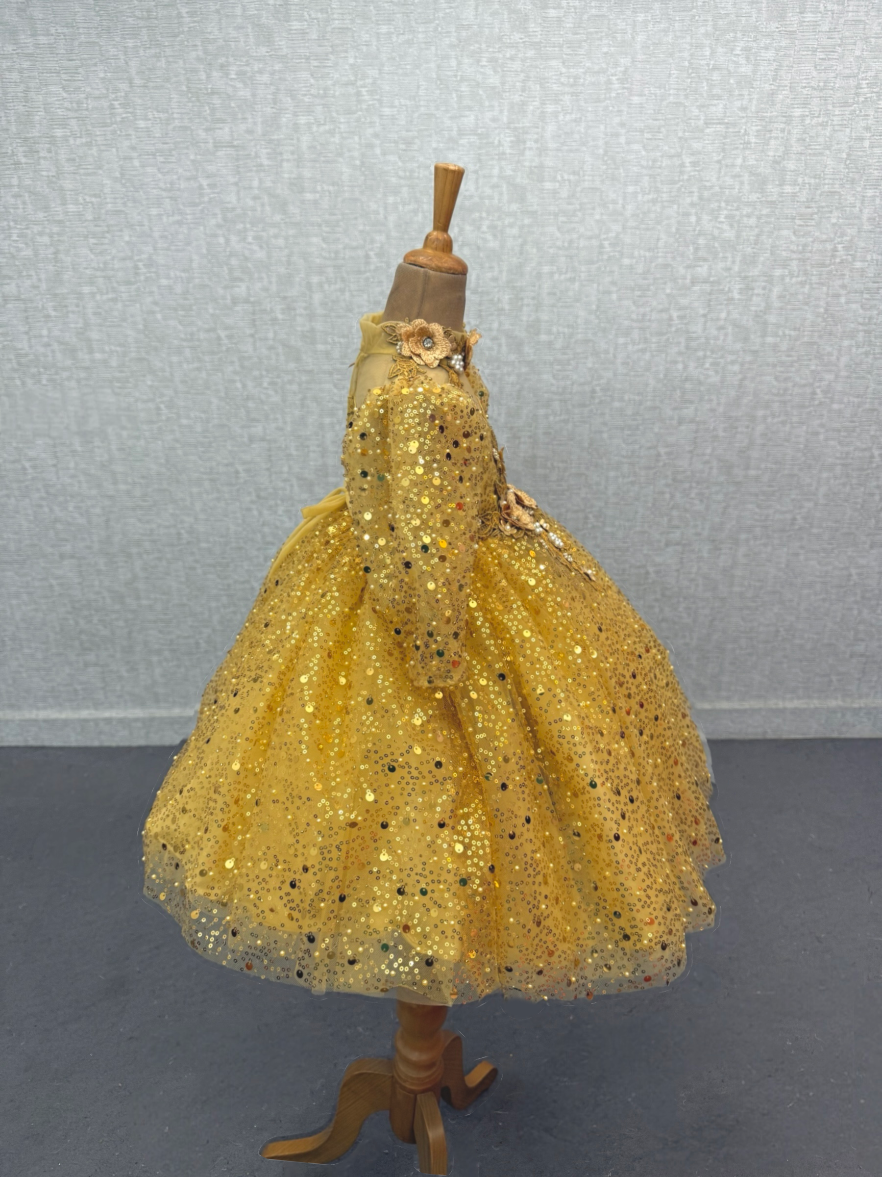 Kids Birthday Frocks Online, Girls’ Gold Princess Dress