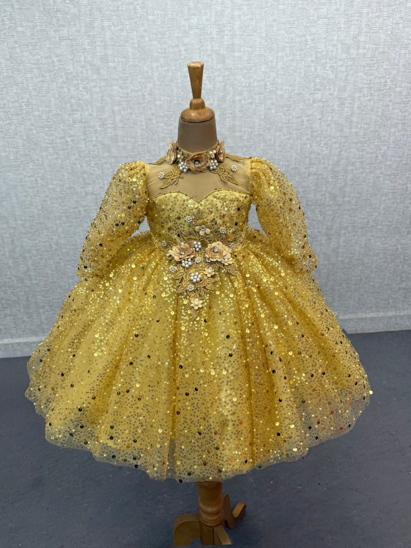 Kids Birthday Frocks Online, Girls’ Gold Princess Dress
