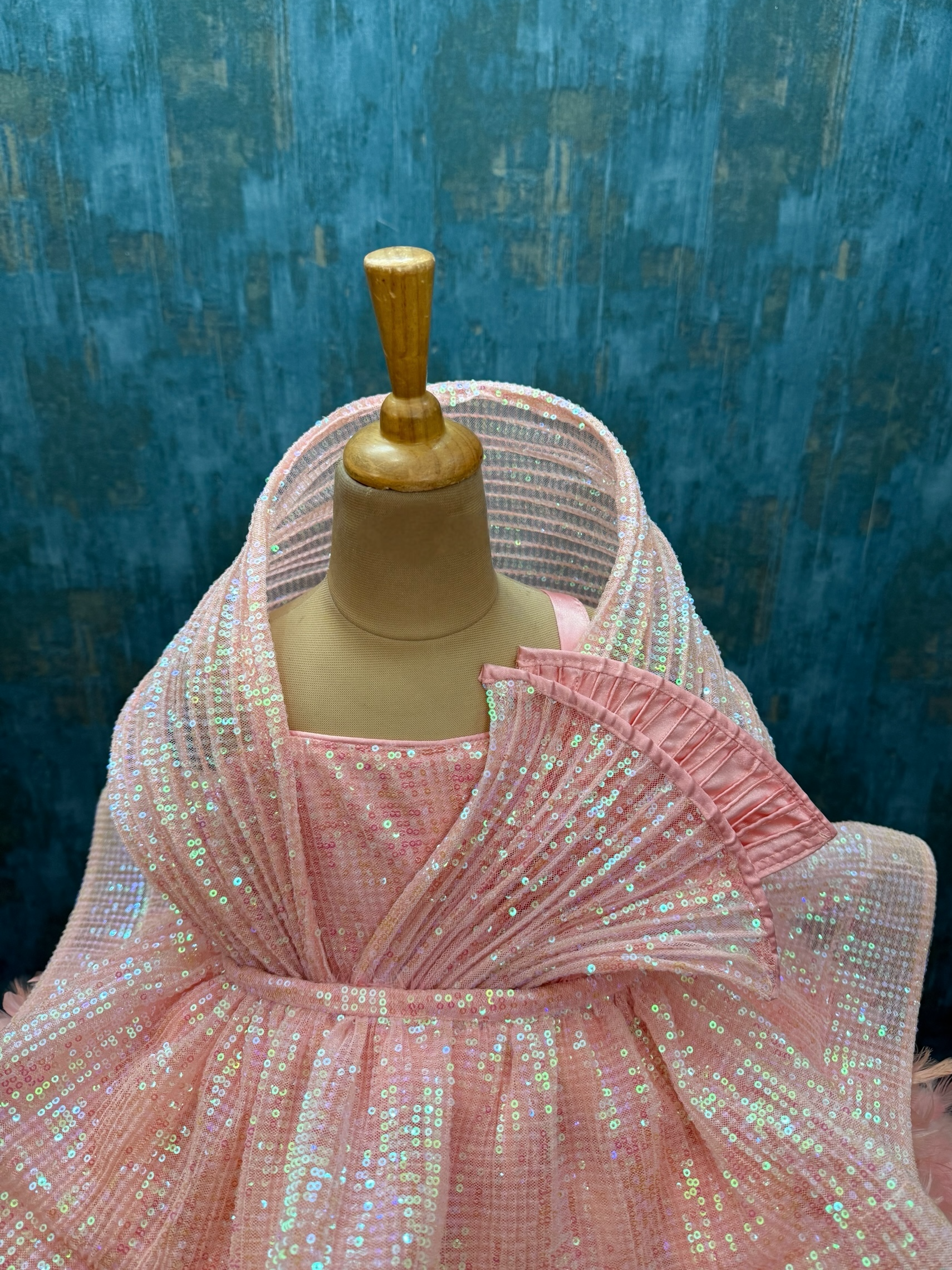 Ball gown for girls Online, Baby Pink Sequin Ball Gown