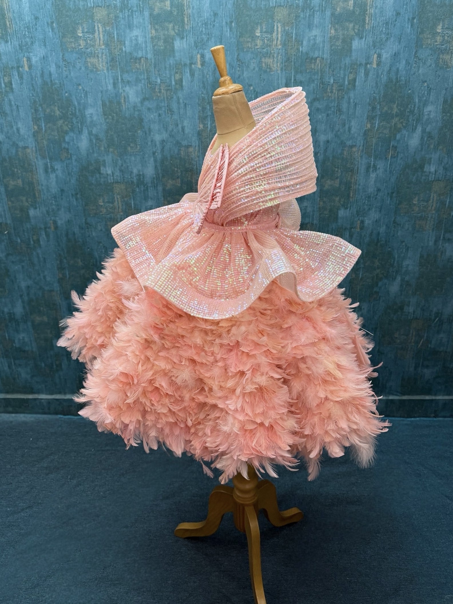Ball gown for girls Online, Baby Pink Sequin Ball Gown