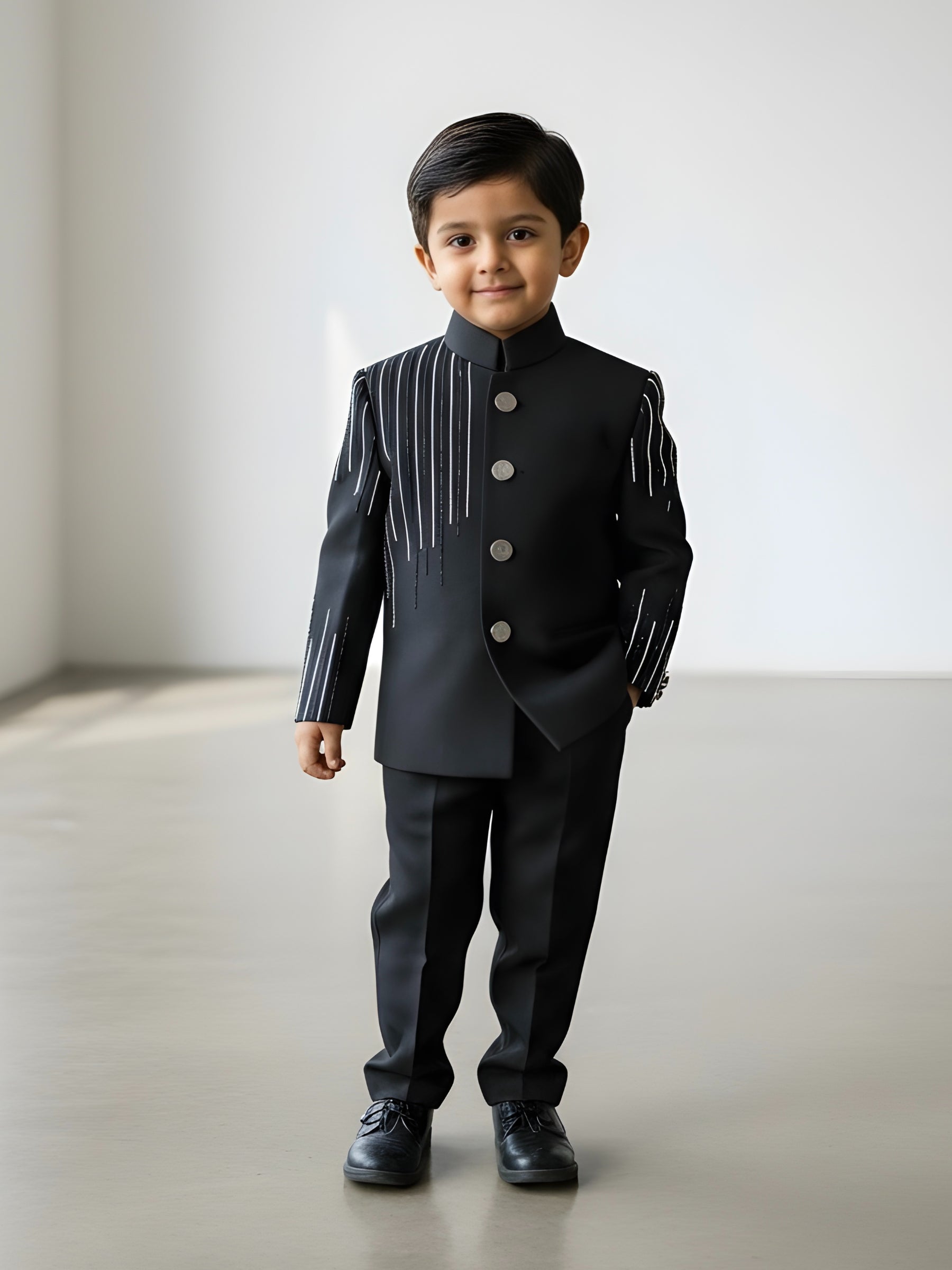 Midnight Cascade Couture Coat- Comes with Pant