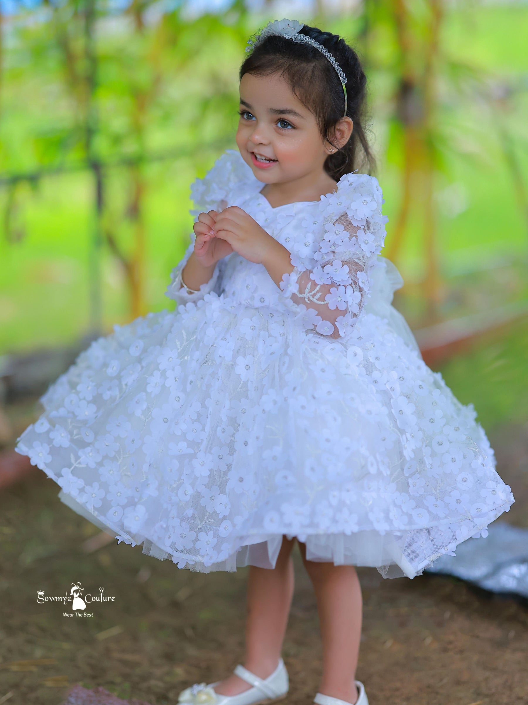 Snow Angel Floral Knee Length Gown