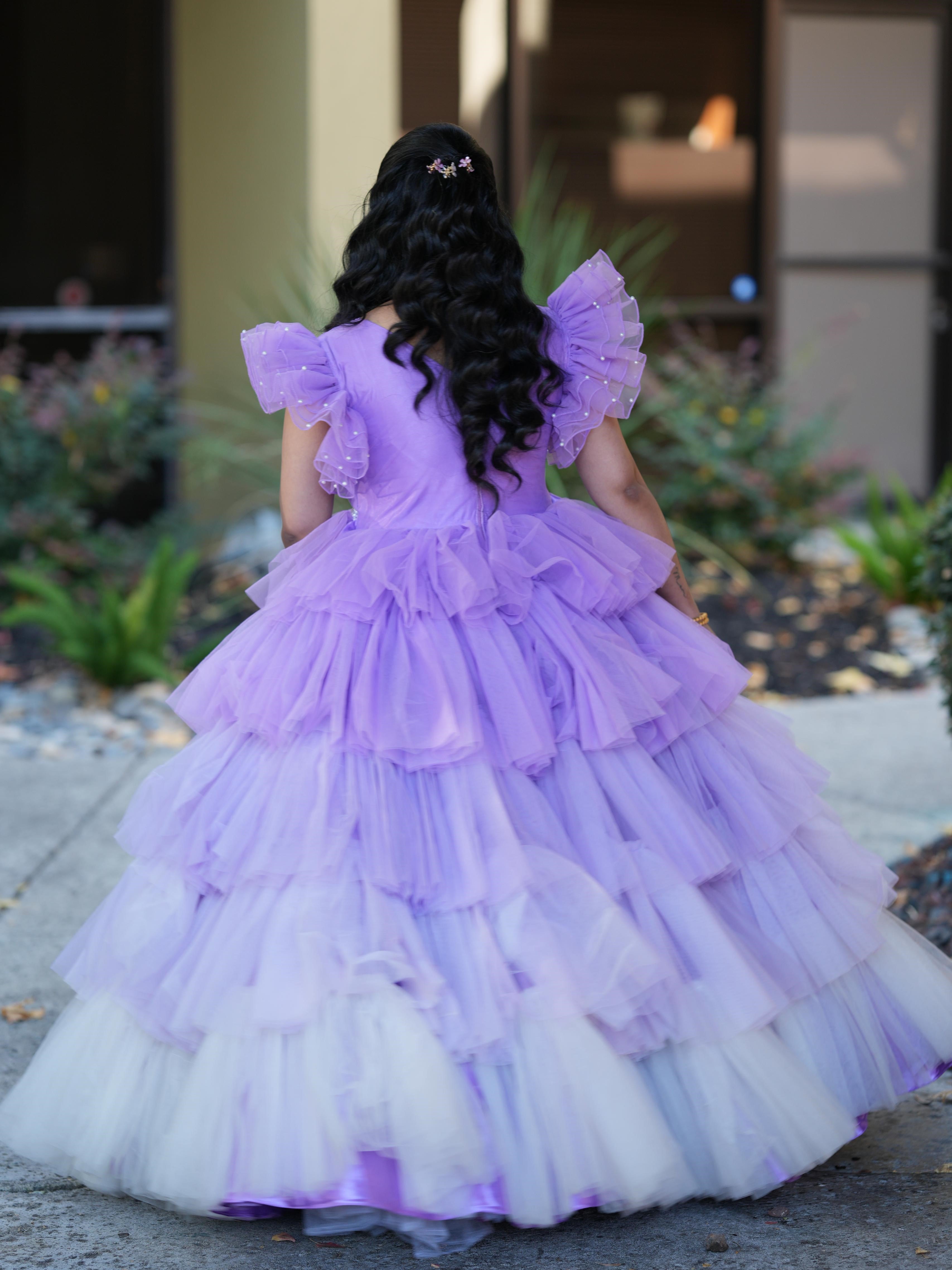 Lavender Enchanted Mist Layered Ruffle Wonderland Ball Gown
