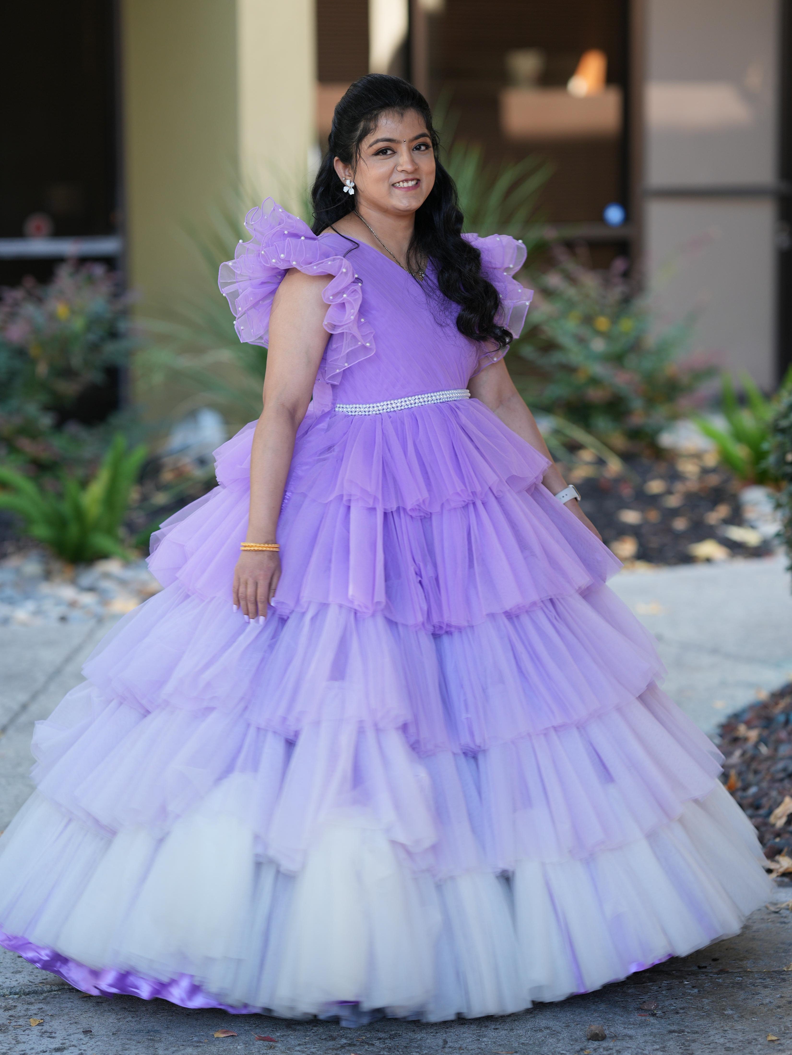 Lavender Enchanted Mist Layered Ruffle Wonderland Ball Gown