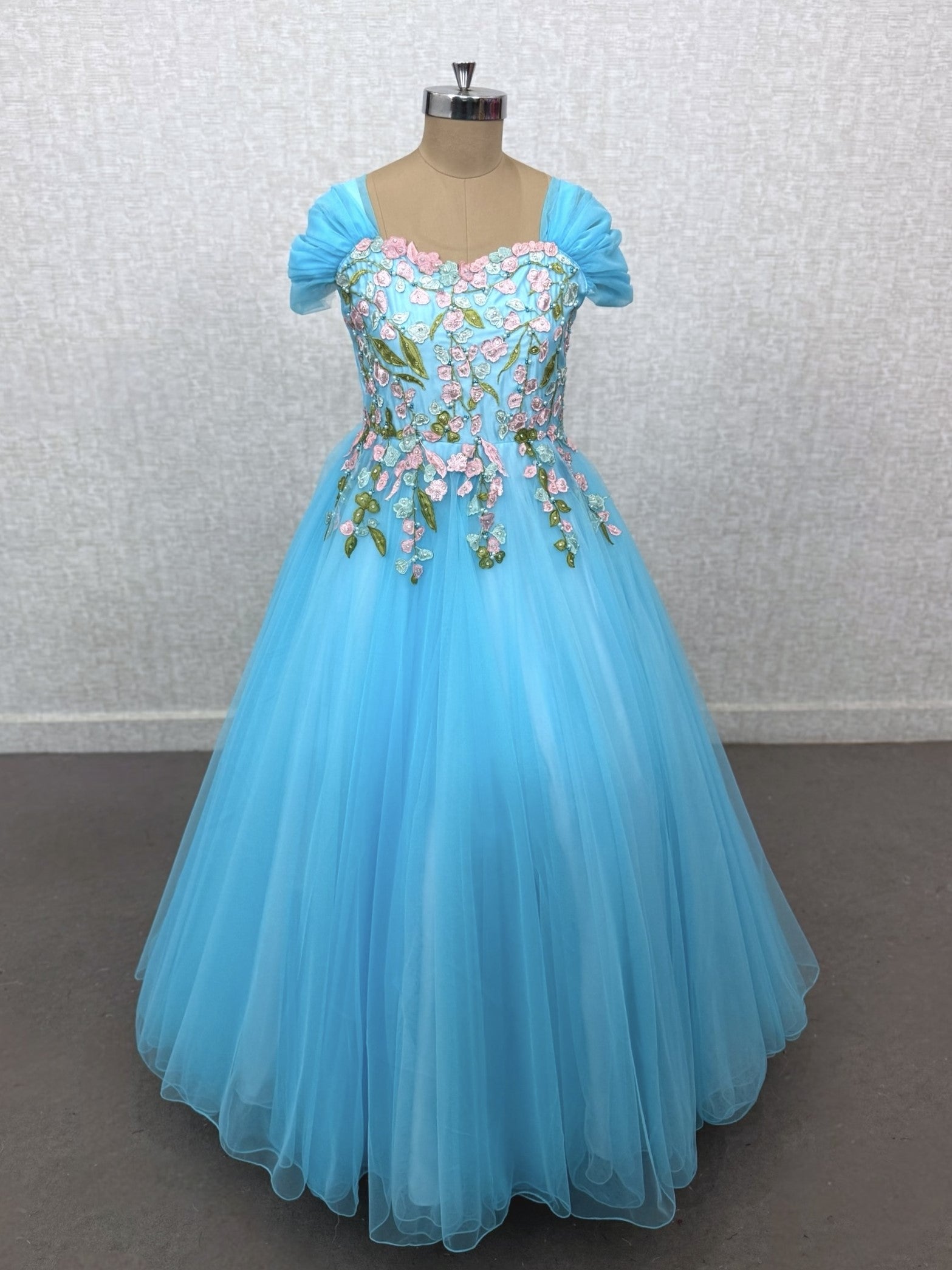 Sky Garden Blossom Embroidered Princess Couture Ball Gown