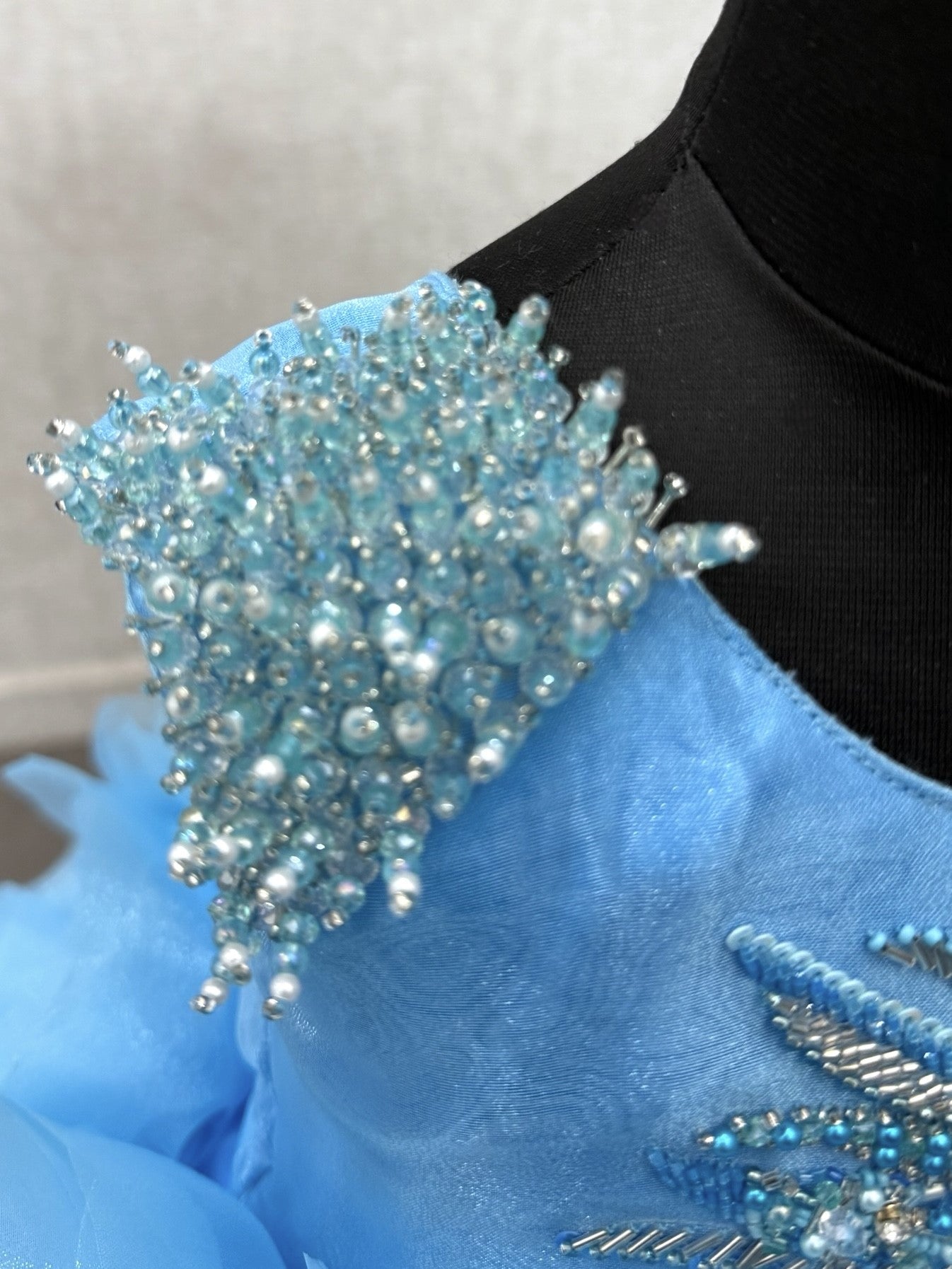 Sky Bloom Royale Rosette Princess Couture Ball Gown