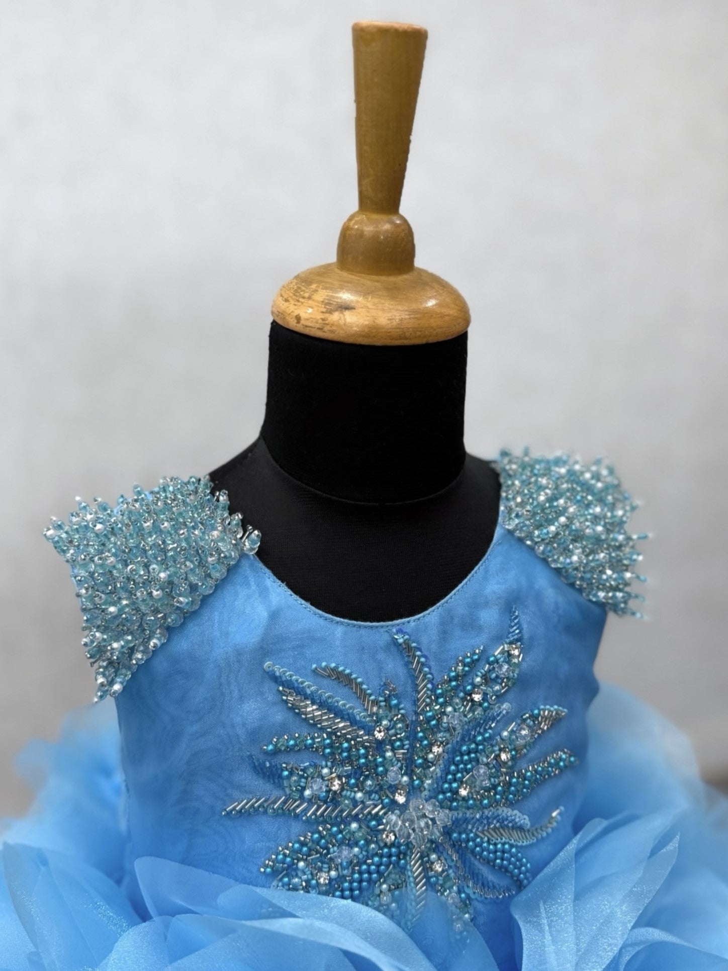 Sky Bloom Royale Rosette Princess Couture Ball Gown