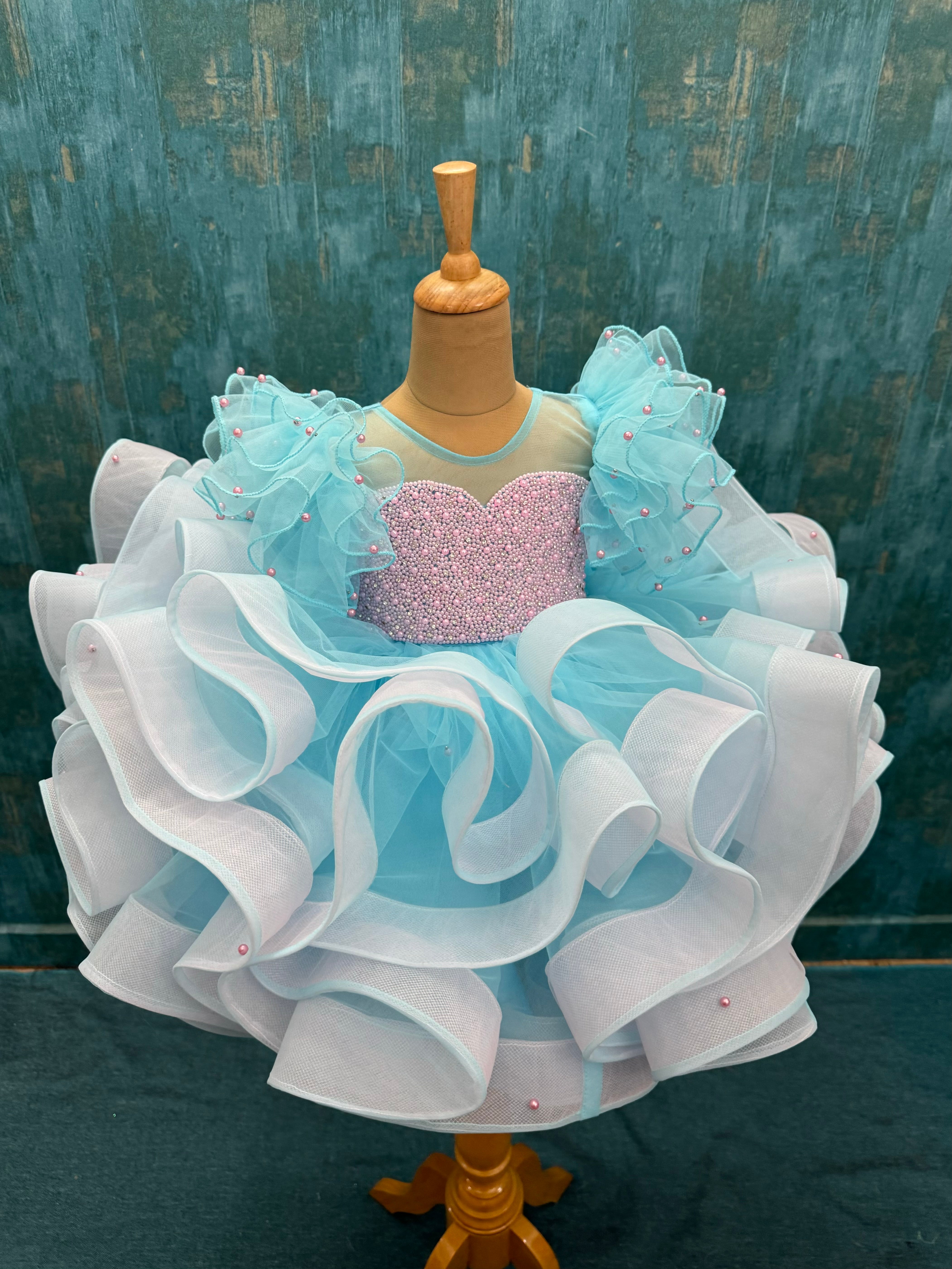 Enchanted BLUE – Fairy ruffle Ball Gown