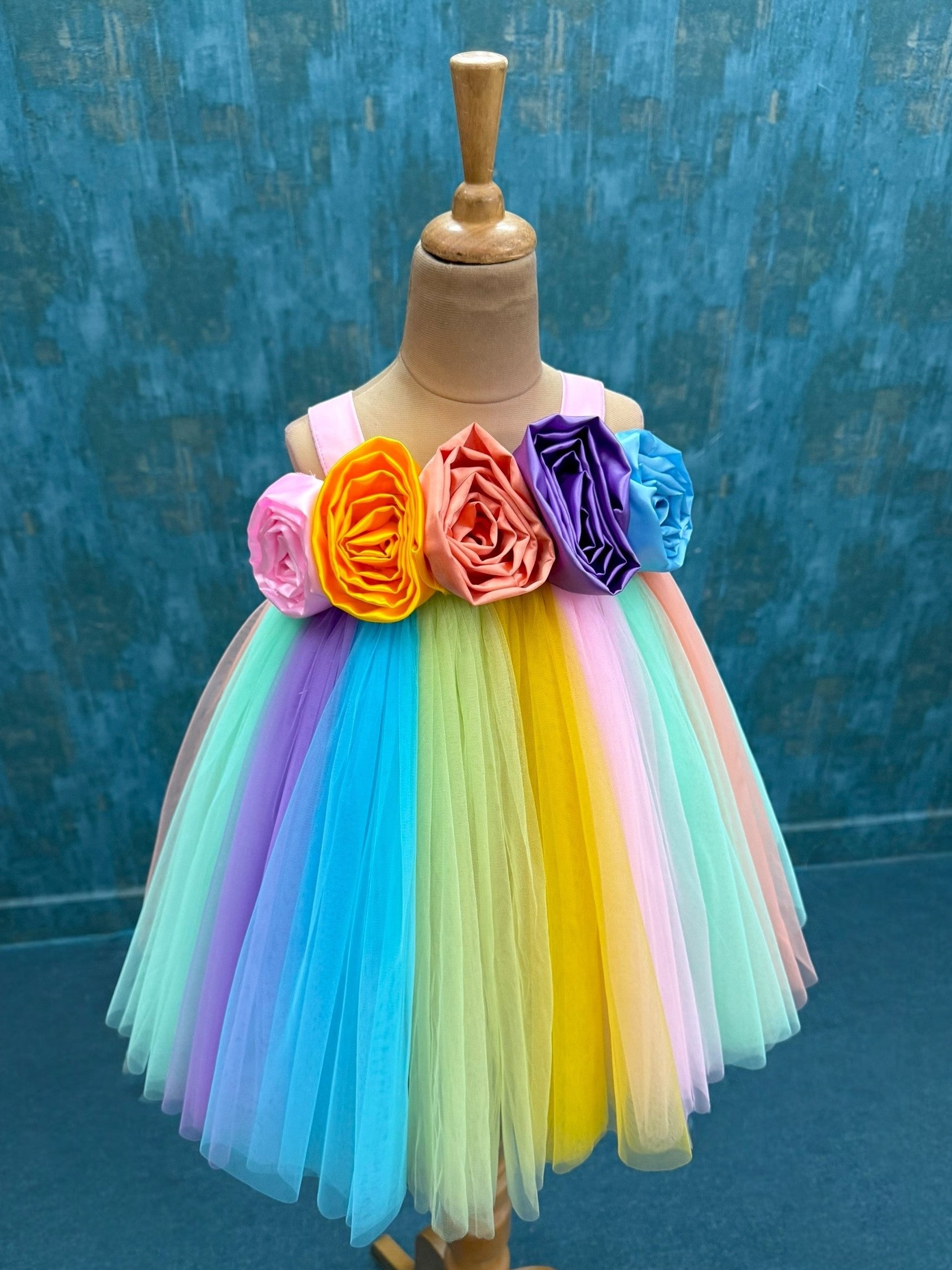 3D Floral Fantasy Rainbow Dress