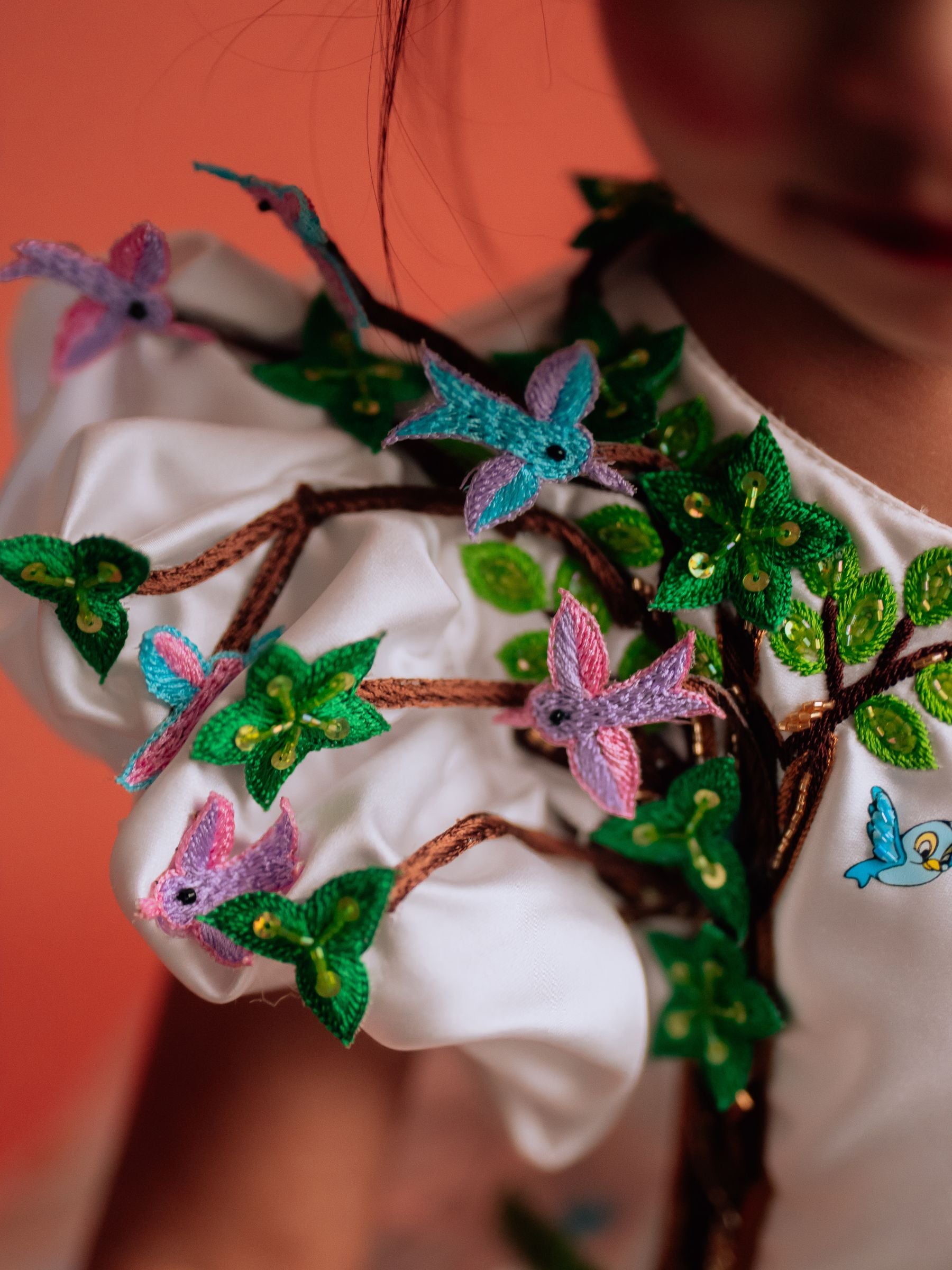 DISNEY BALL GOWN WITH HAMD EMBROIDERED CHARACTERS