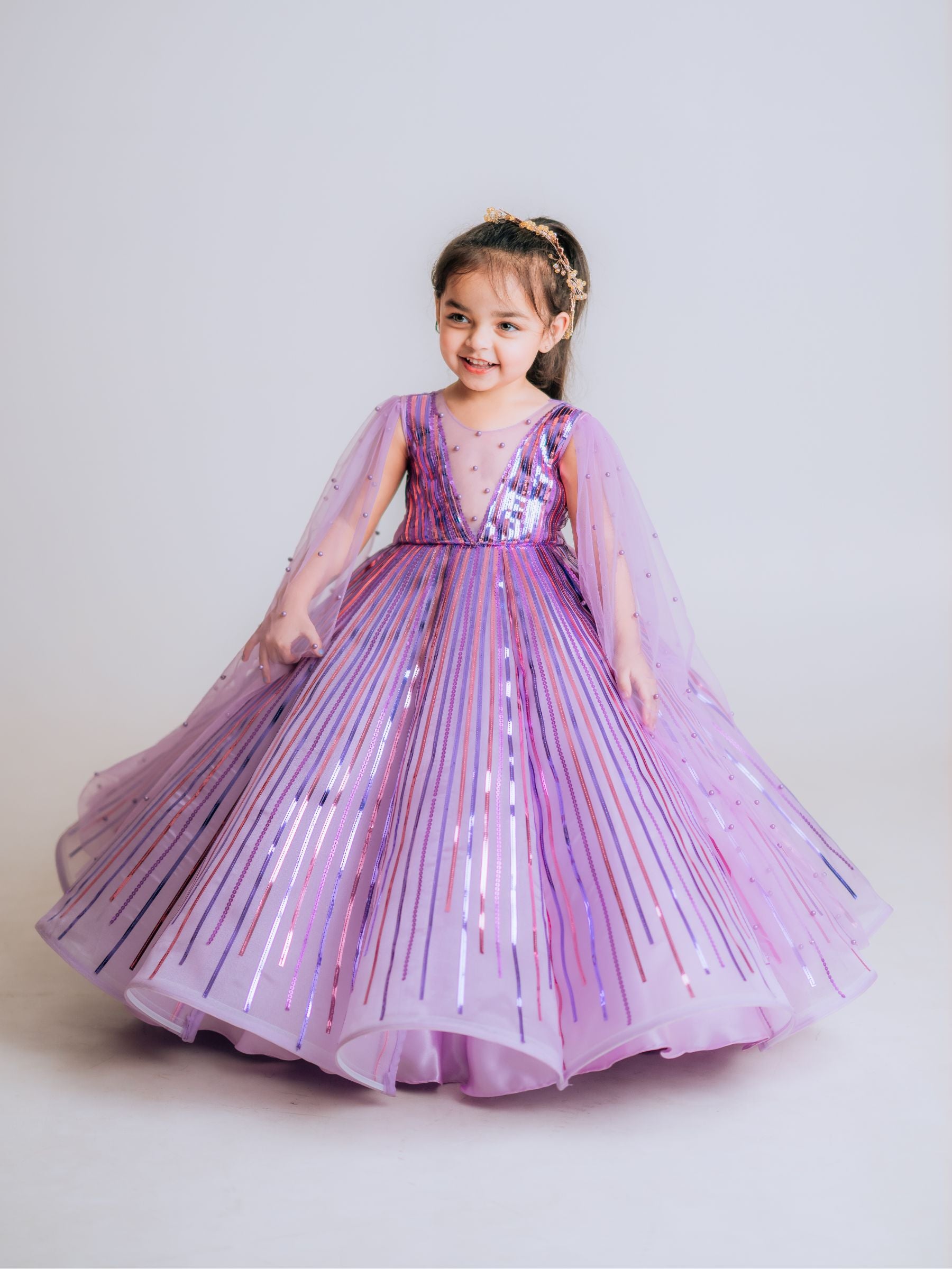 Lavender Sequin Weightless Panel Ball Gown