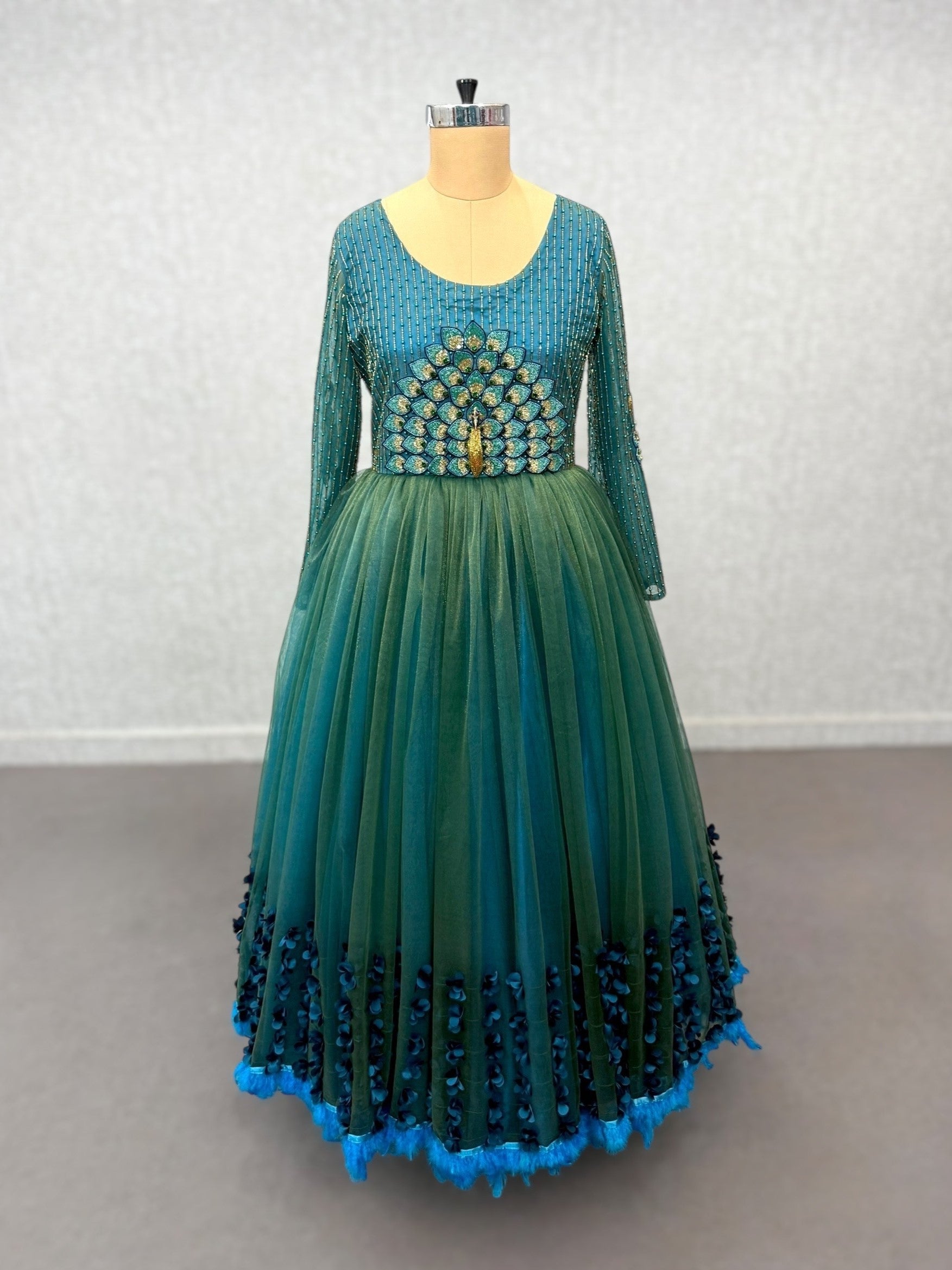 5D Peacock Floral Gown