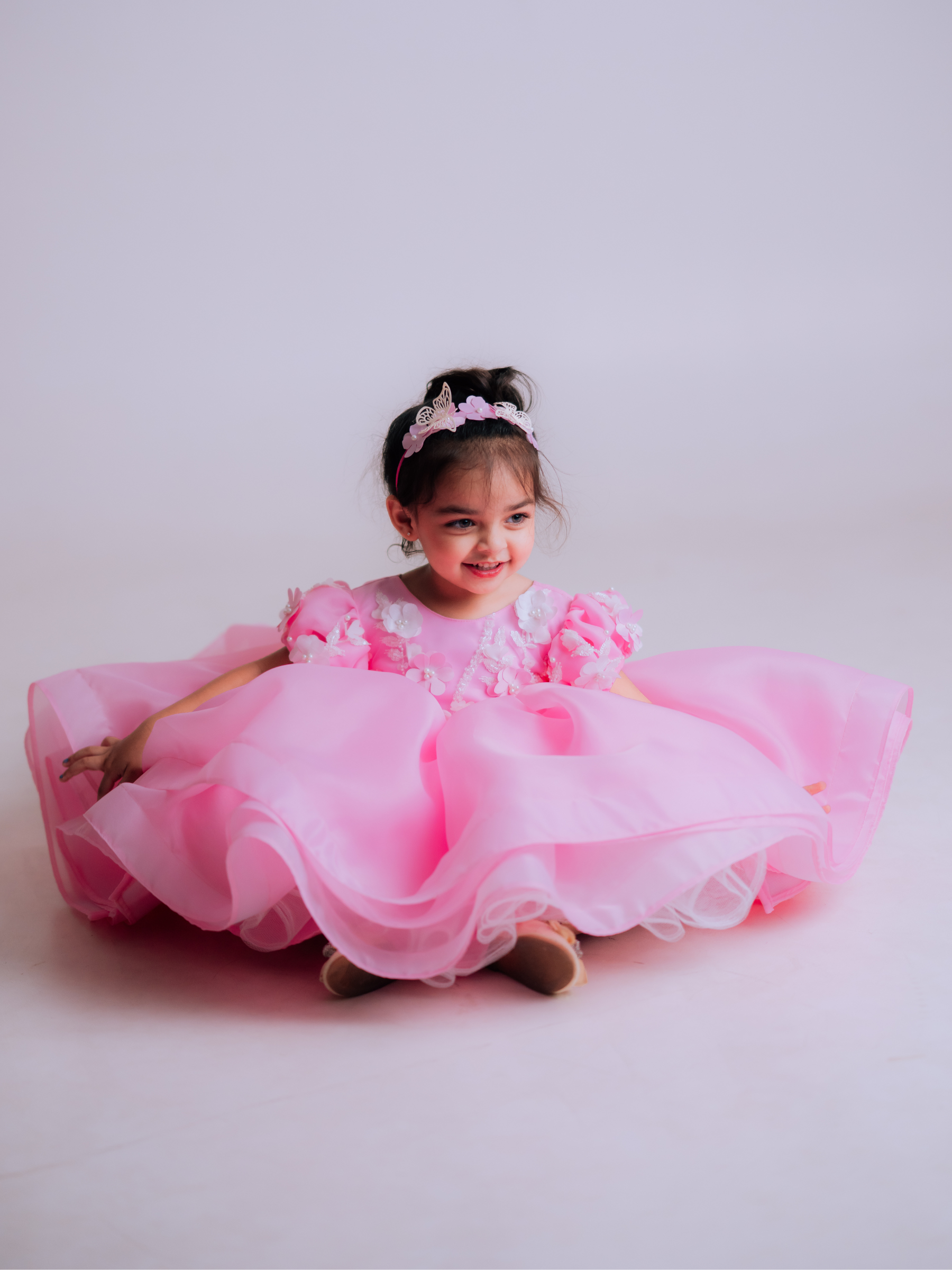 Fluffy Organza knee Length Gown