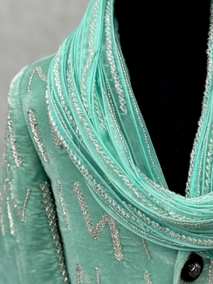 Regal Mint Stole Blazer Suit- Comes with Shirt and Pant