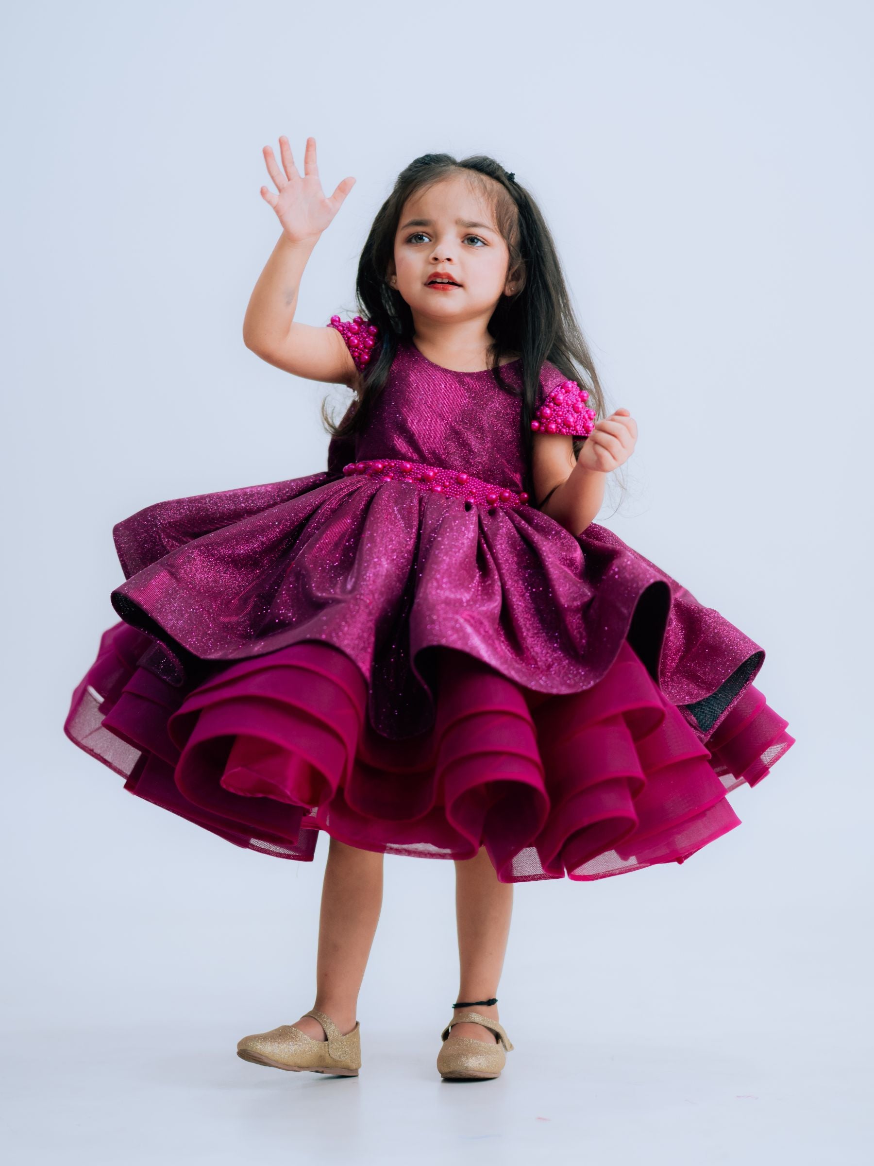 Magenta Simmer Layer Half Length Gown