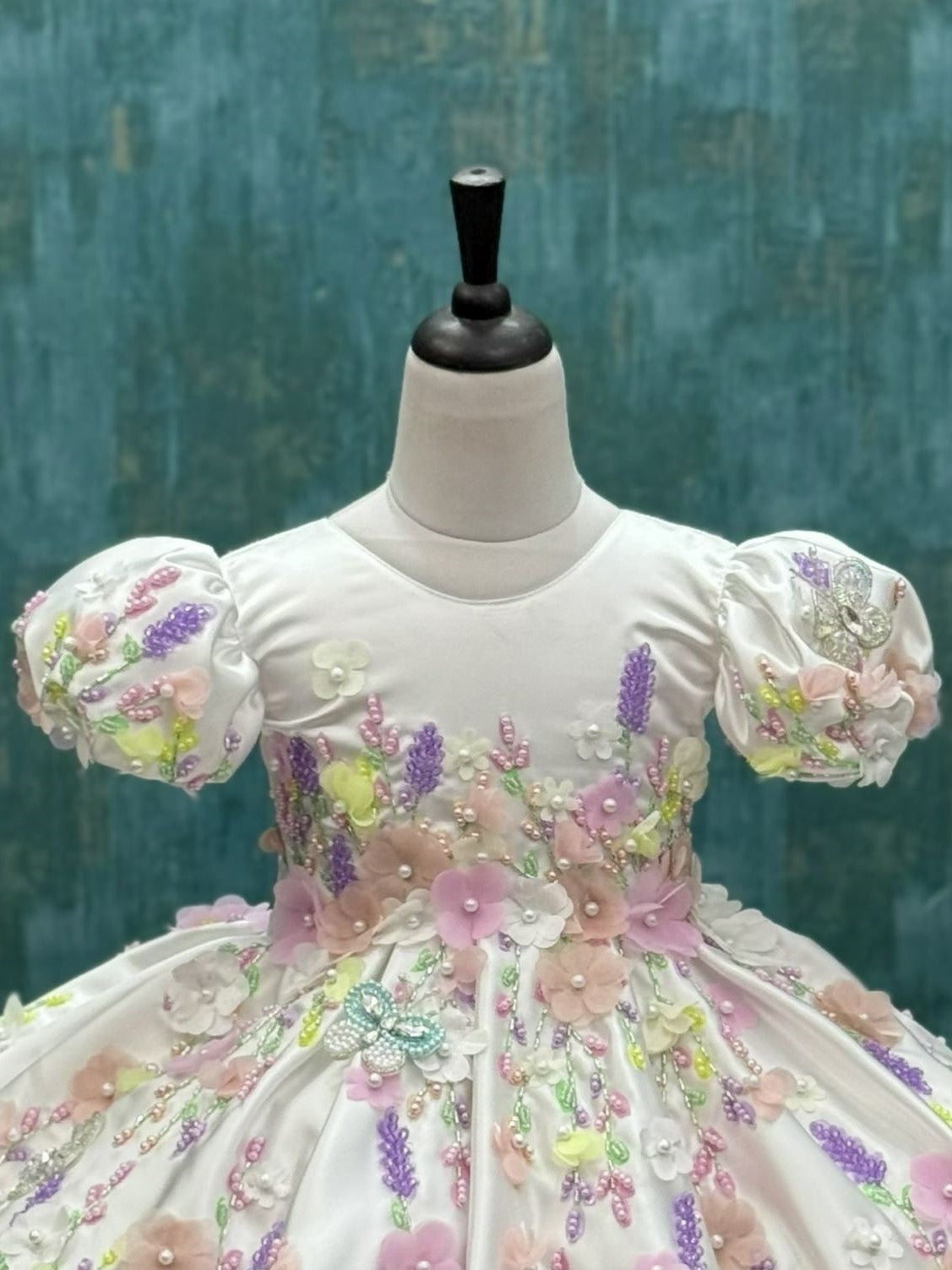 White Floral Royal Couture Gown