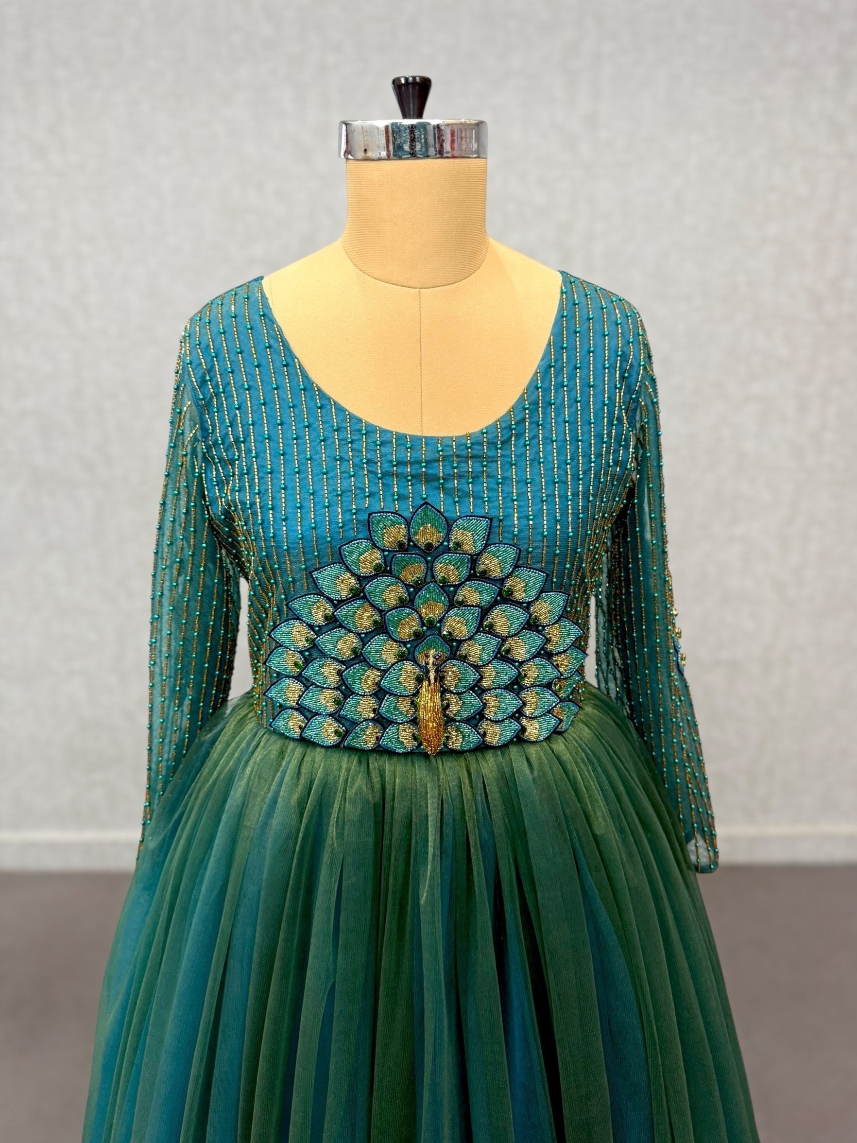 5D Peacock Floral Gown