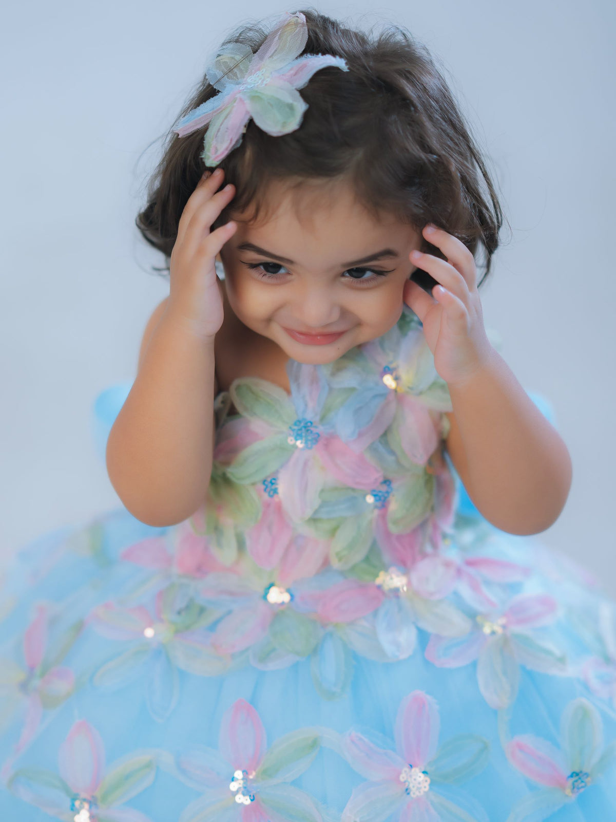 Petal-Drop Tiered Gown