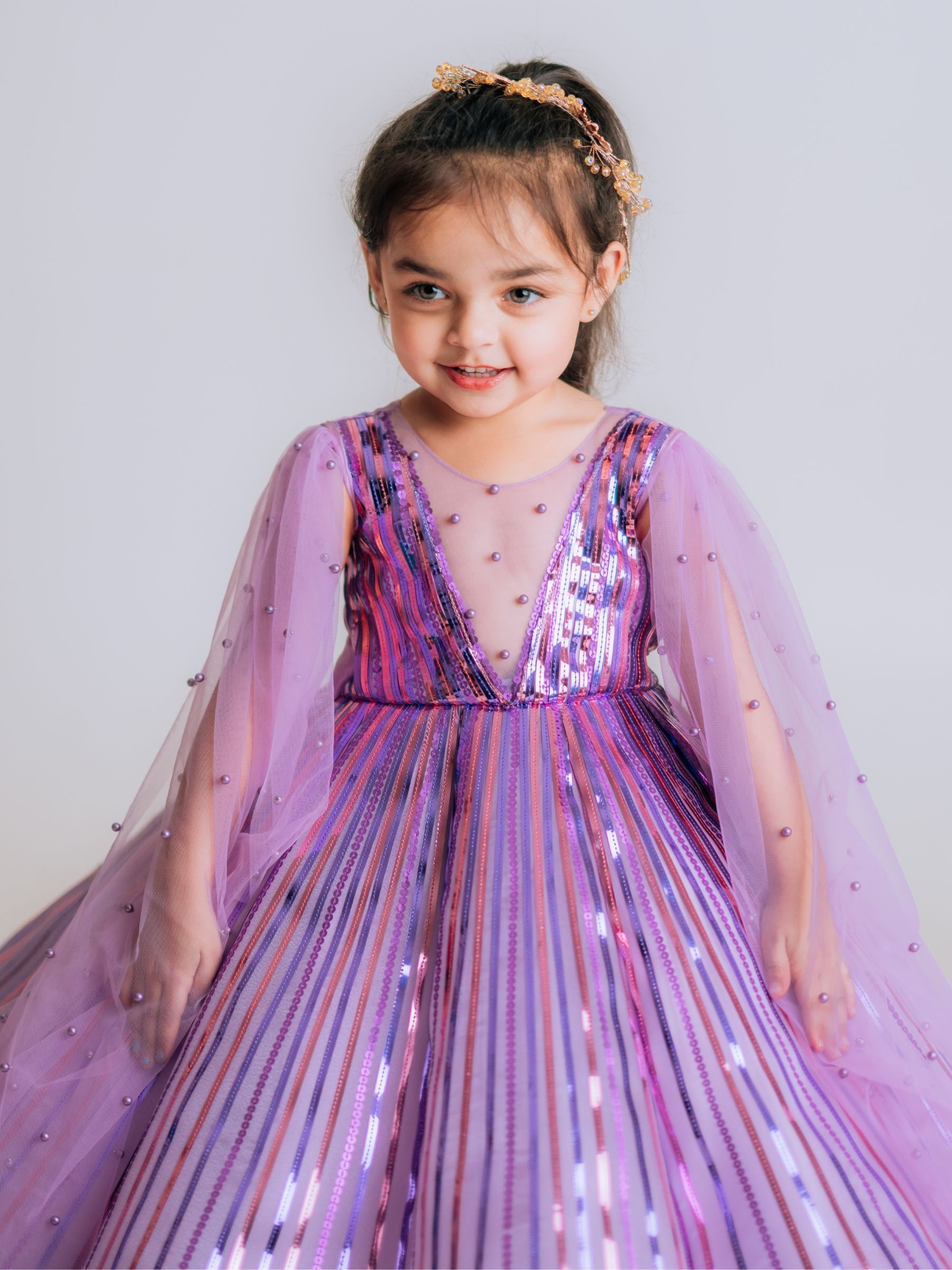 Lavender Sequin Weightless Panel Ball Gown