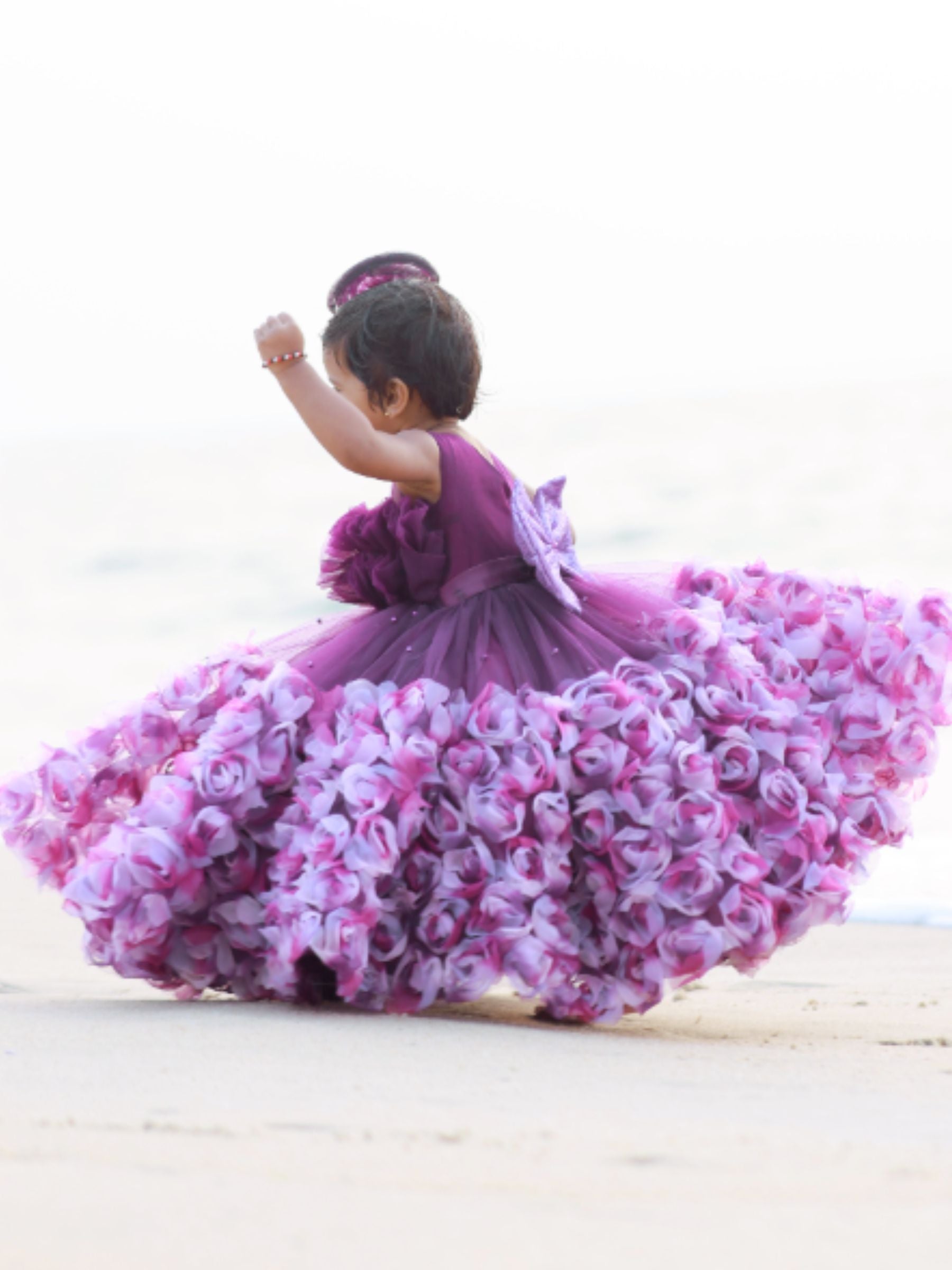 Purple rosalina ball gown with ruffle top