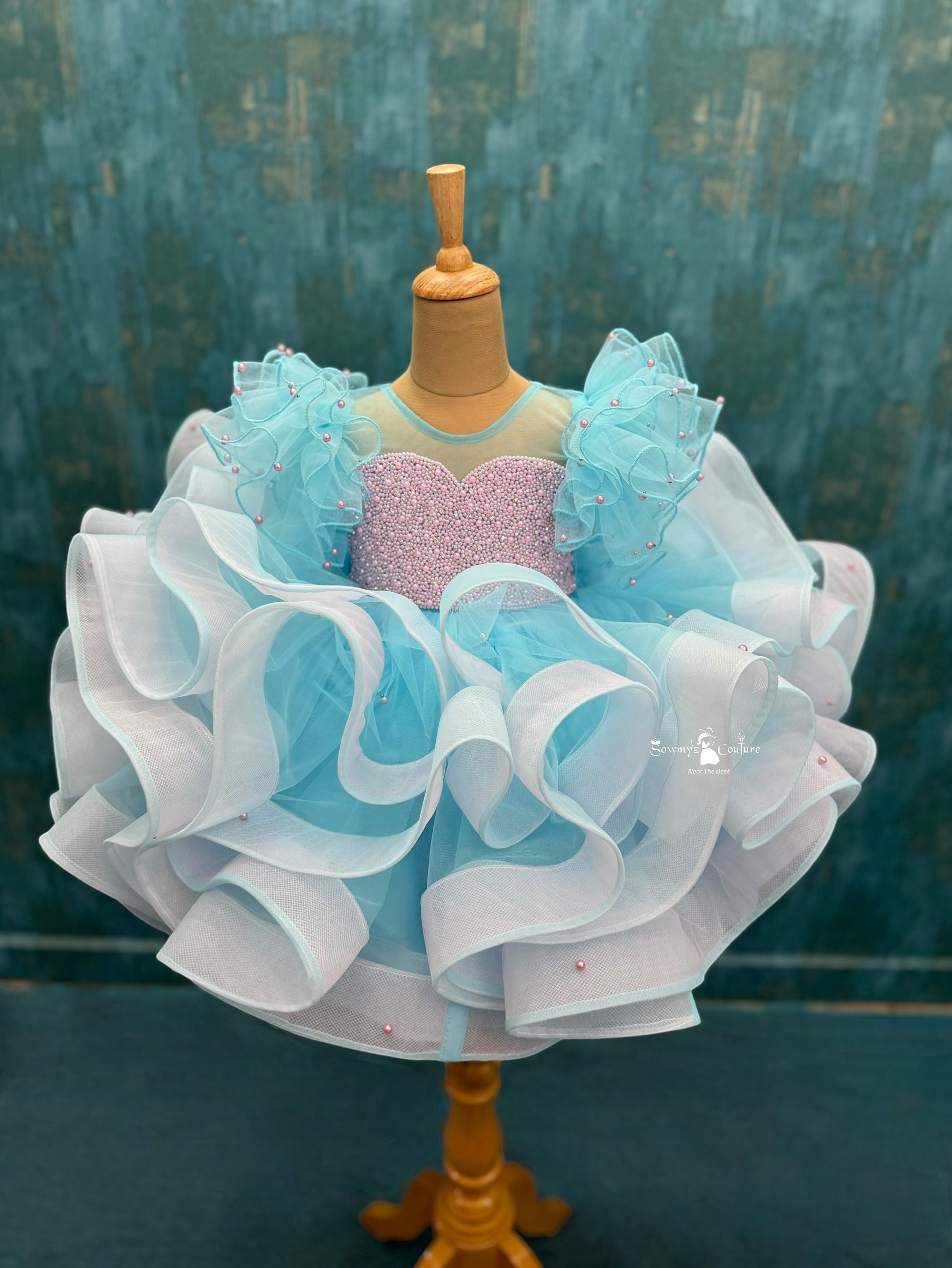 Enchanted BLUE – Fairy ruffle Ball Gown
