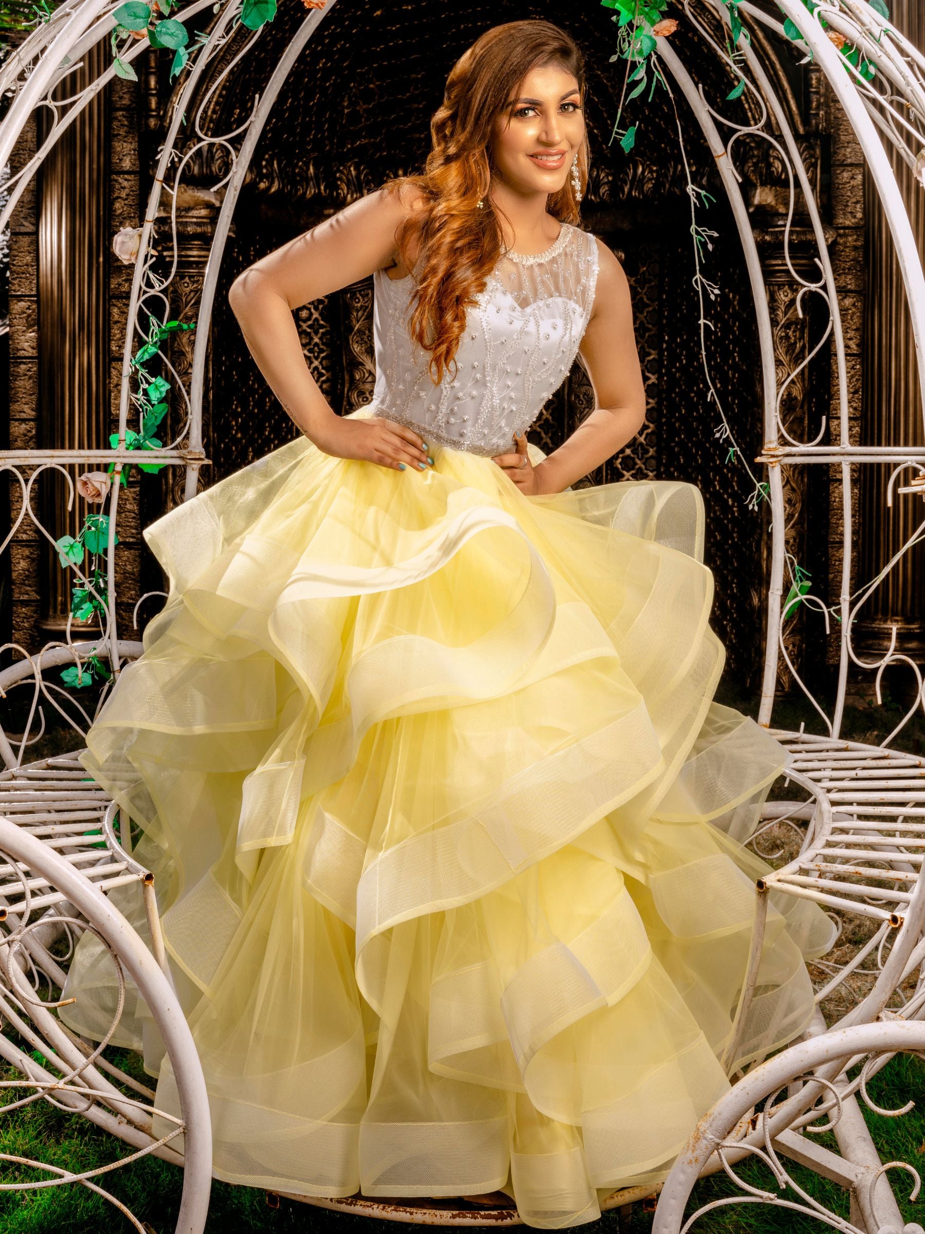 Lemon Luxe Ruffle Ball Gown