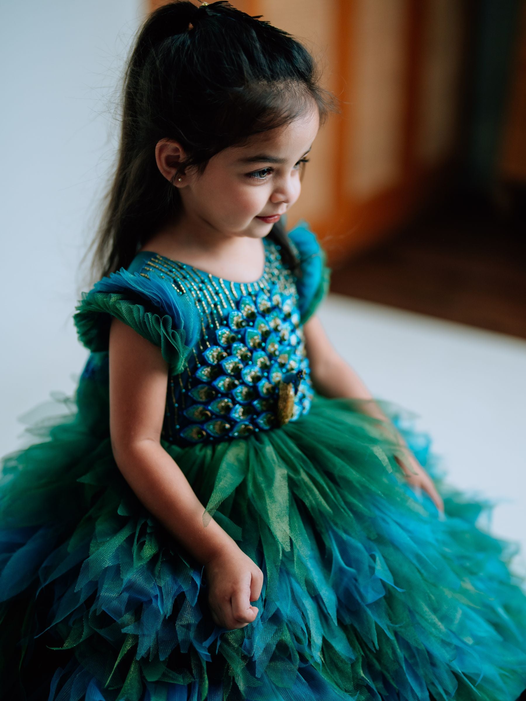 5D Designer Peacock Feather Princess Gown