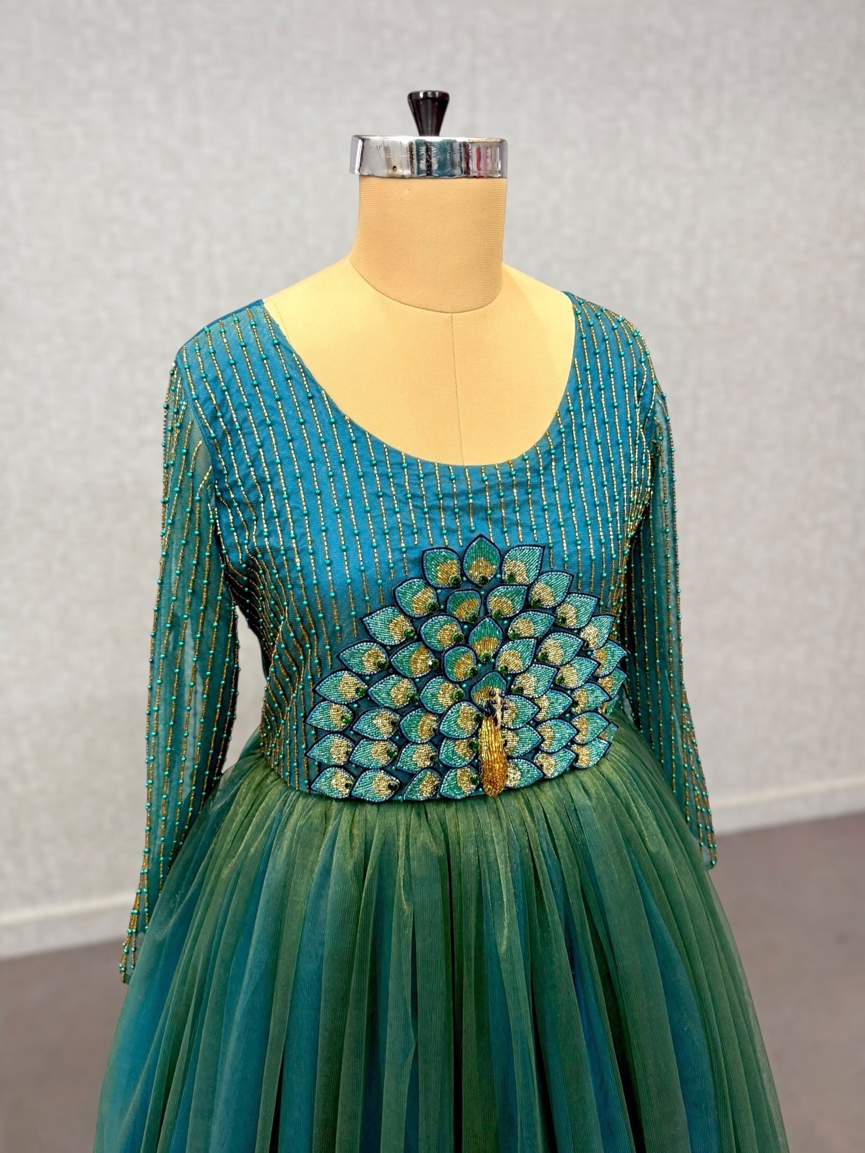 5D Peacock Floral Gown