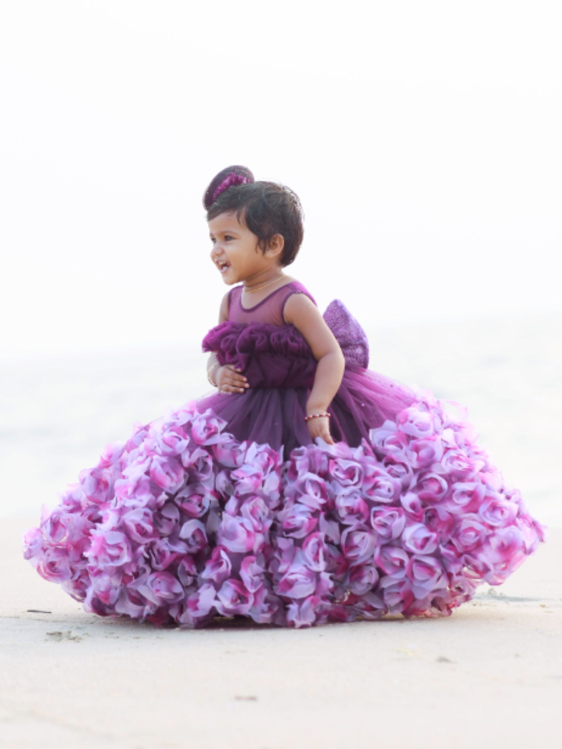 Purple rosalina ball gown with ruffle top