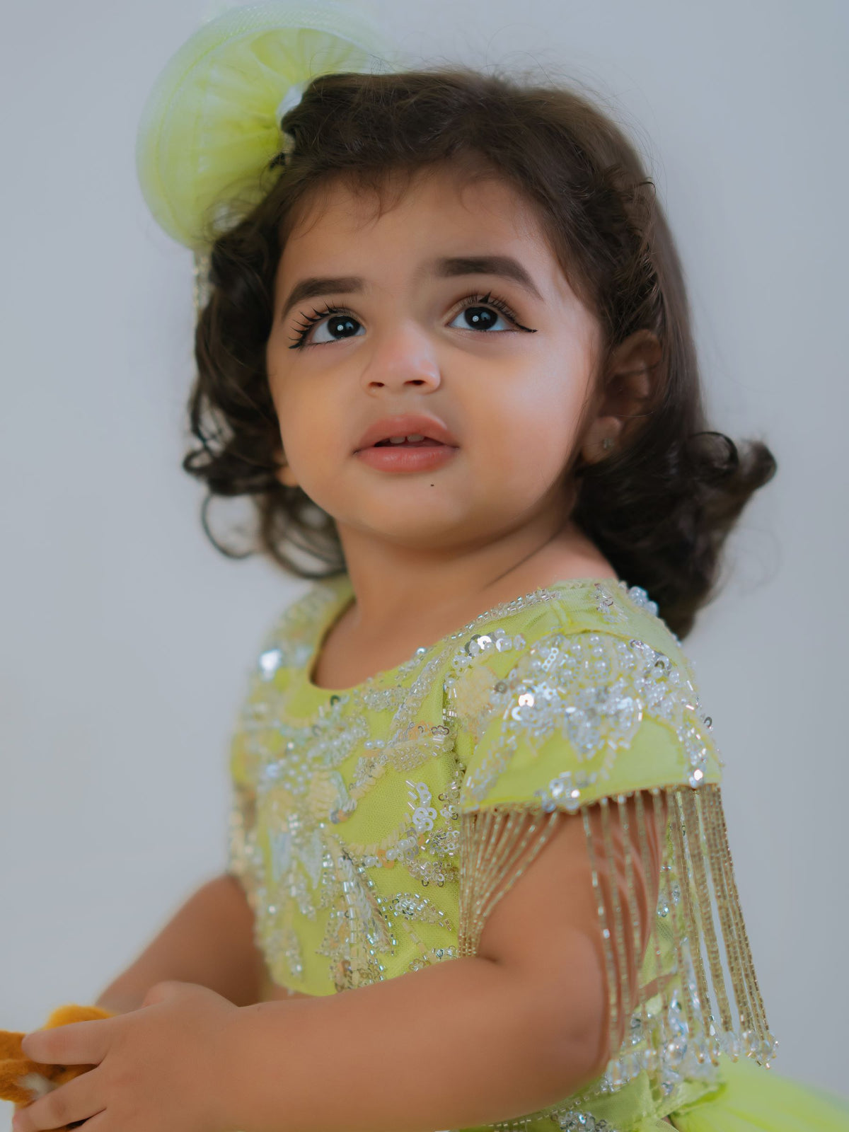 The Lime-Frost Fringe Ball Gown