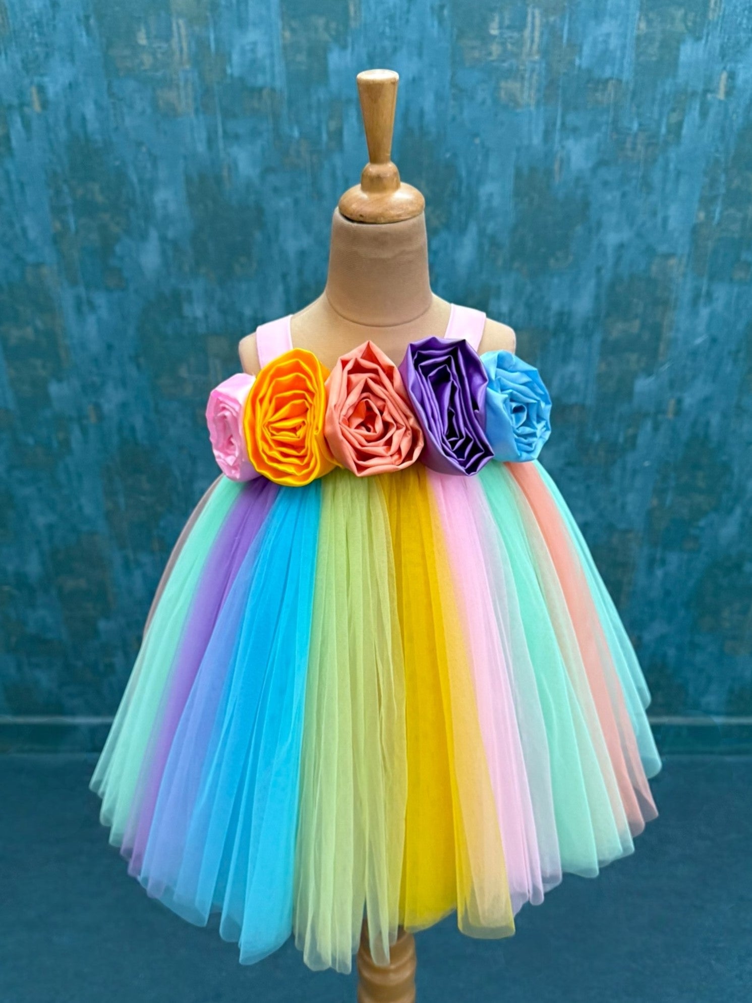 3D Floral Fantasy Rainbow Dress