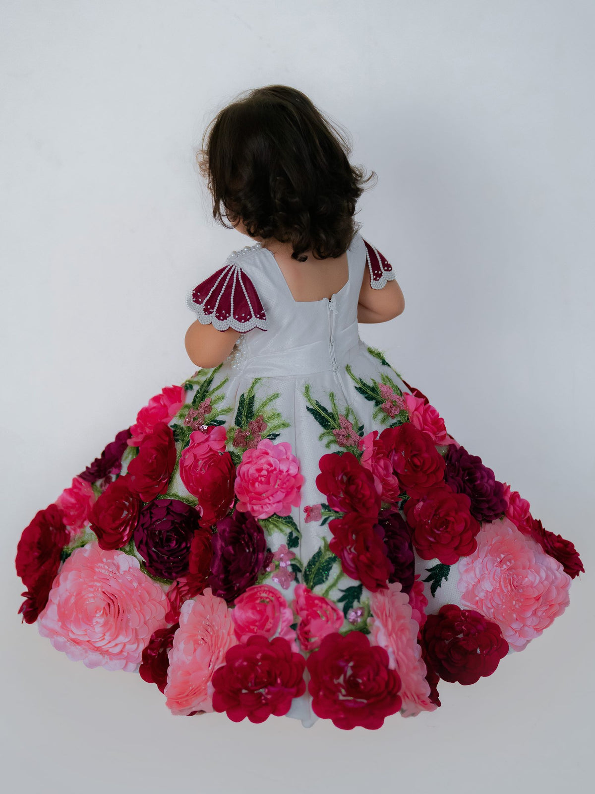 Crimson Rose Garden — 3D Floral Couture Gown