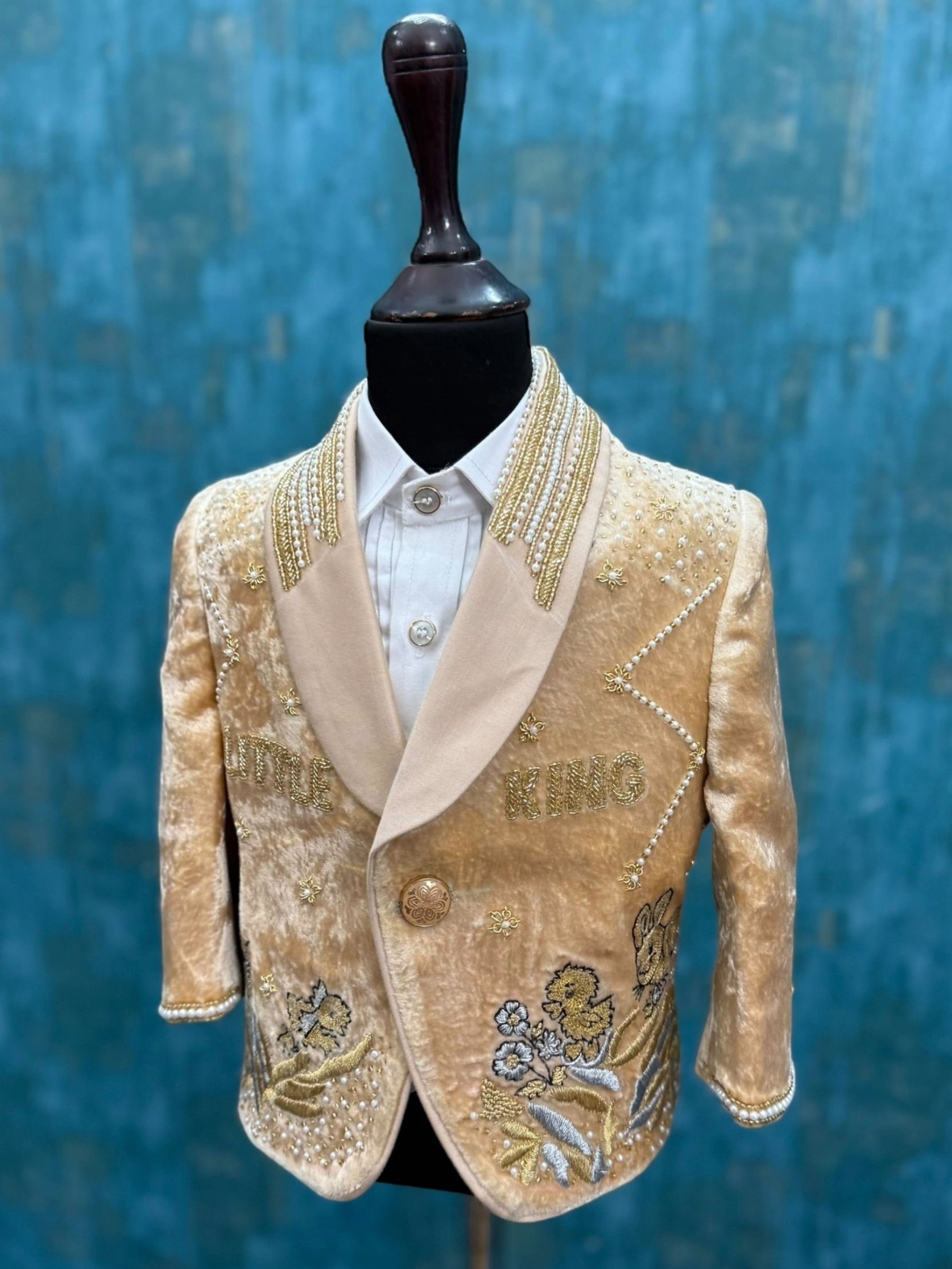 Golden Majesty – Boys’ Designer Party Blazer with Pant and Shirt