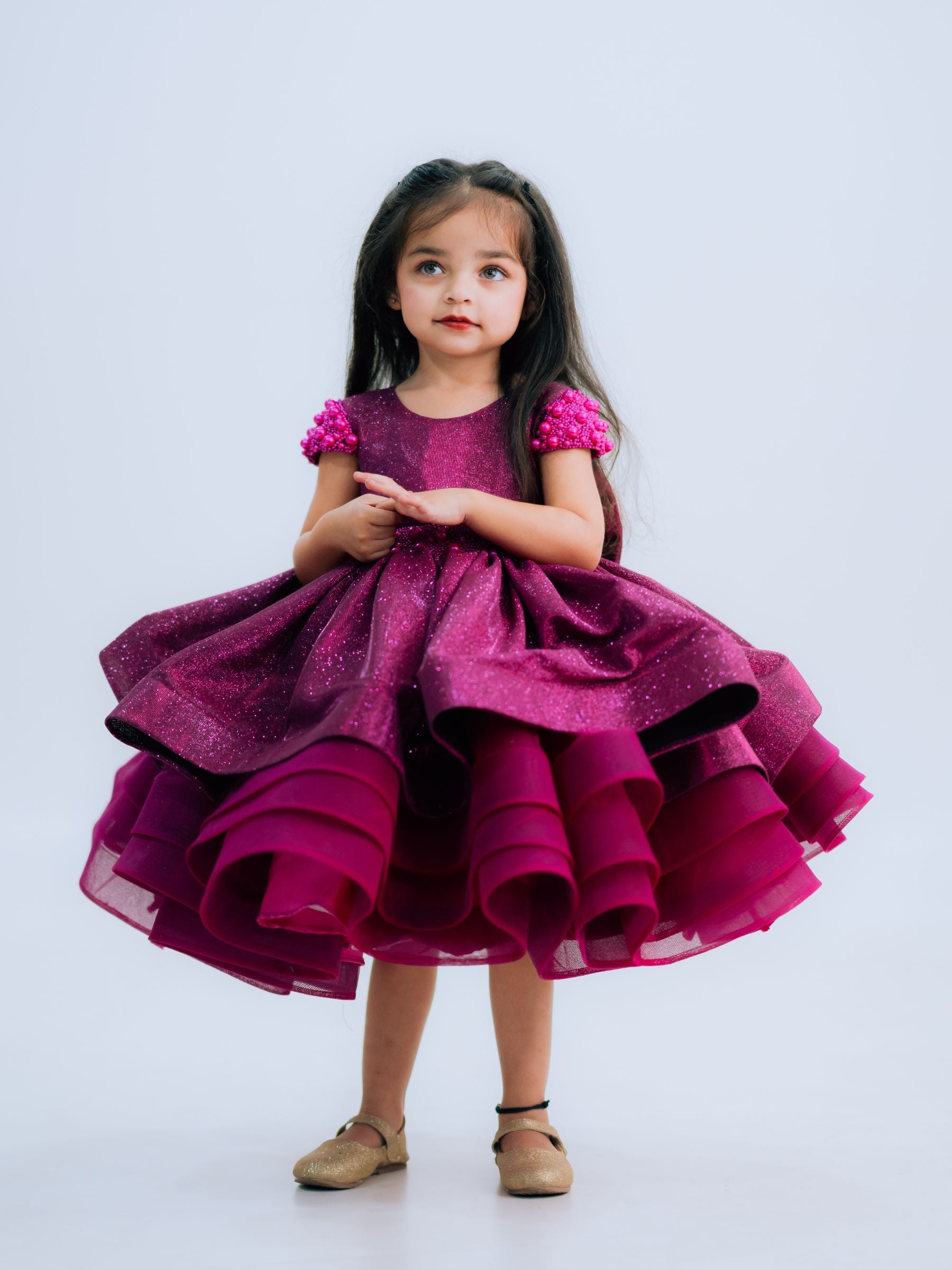 Magenta Simmer Layer Half Length Gown