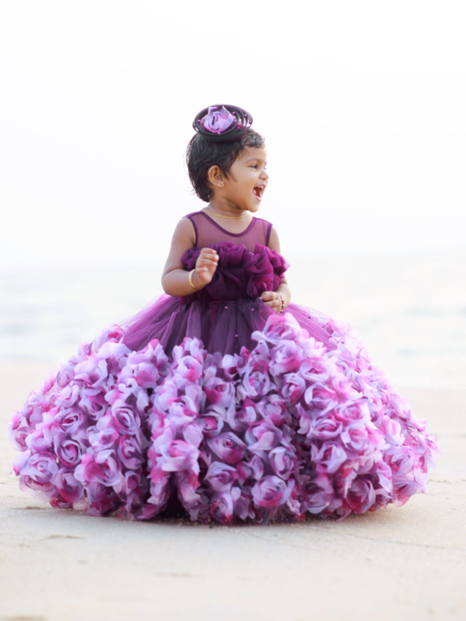 Purple rosalina ball gown with ruffle top