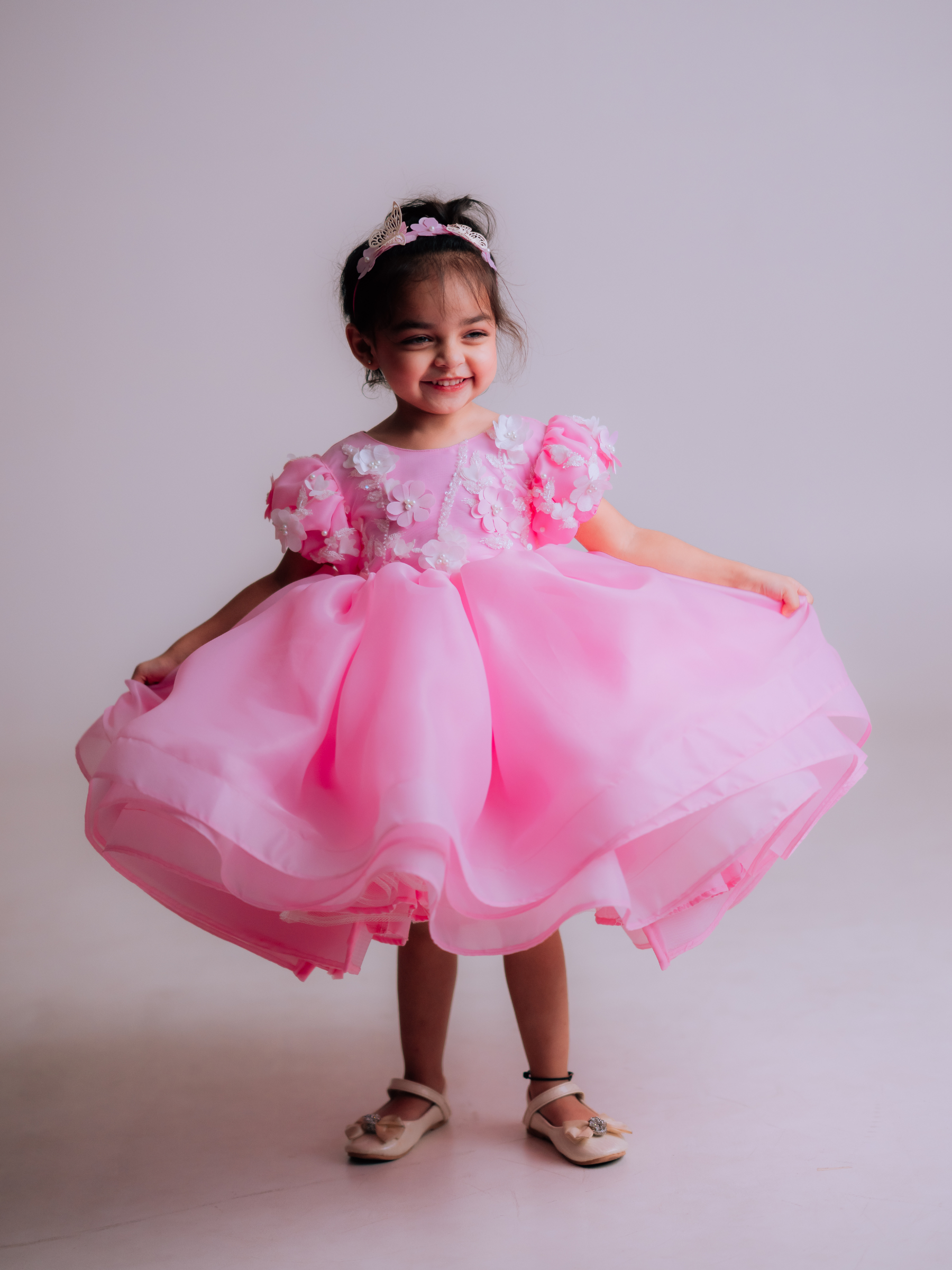 Fluffy Organza knee Length Gown