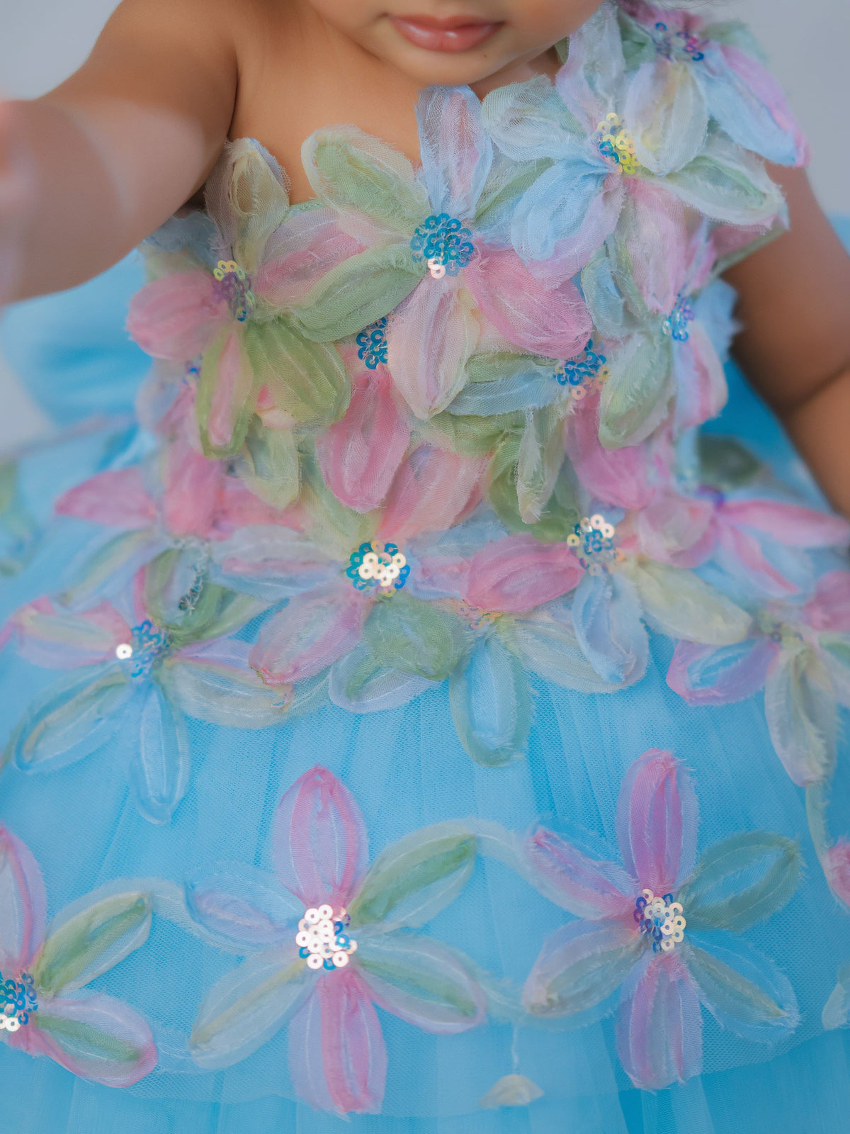 Petal-Drop Tiered Gown