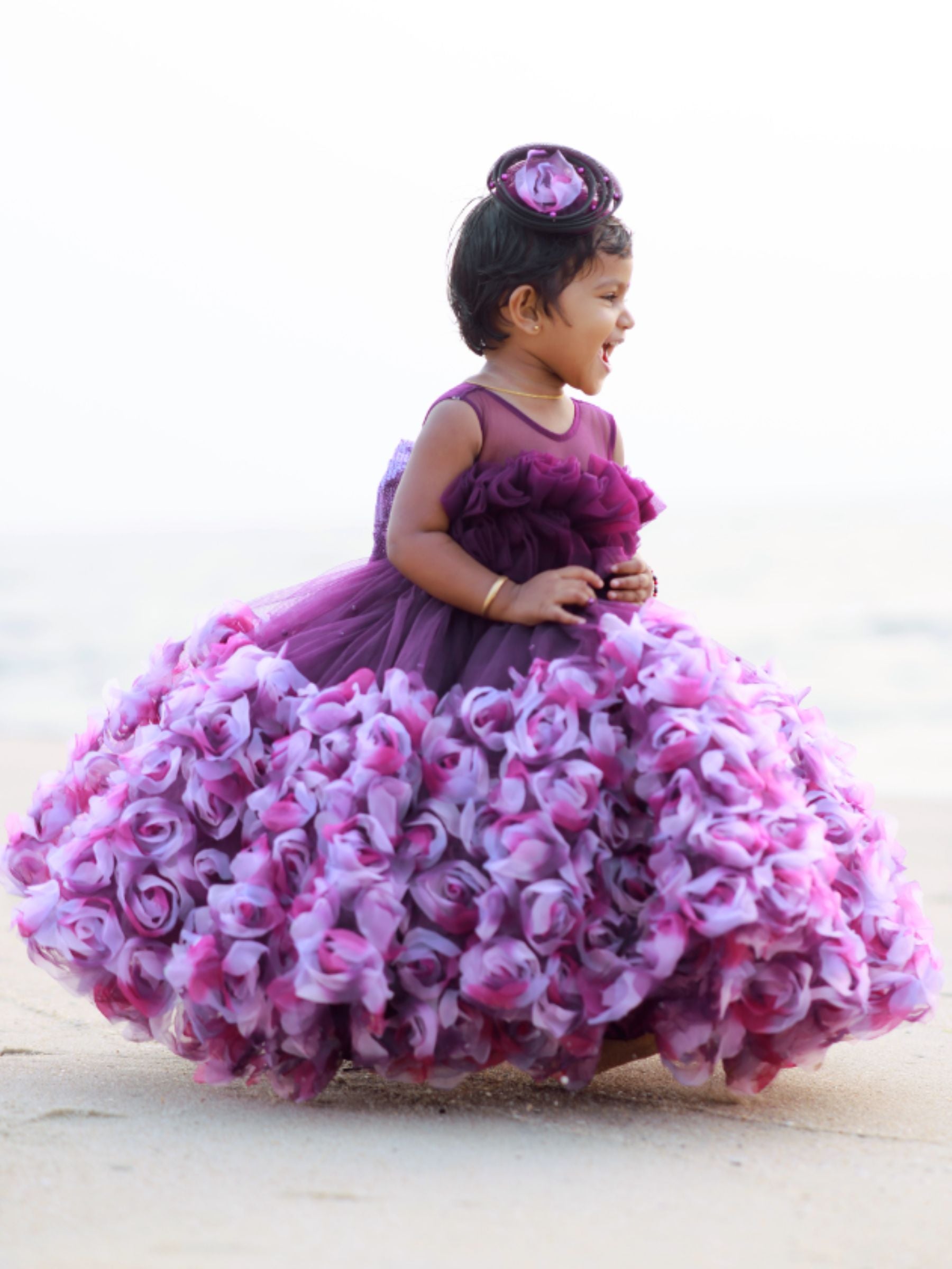 Purple rosalina ball gown with ruffle top