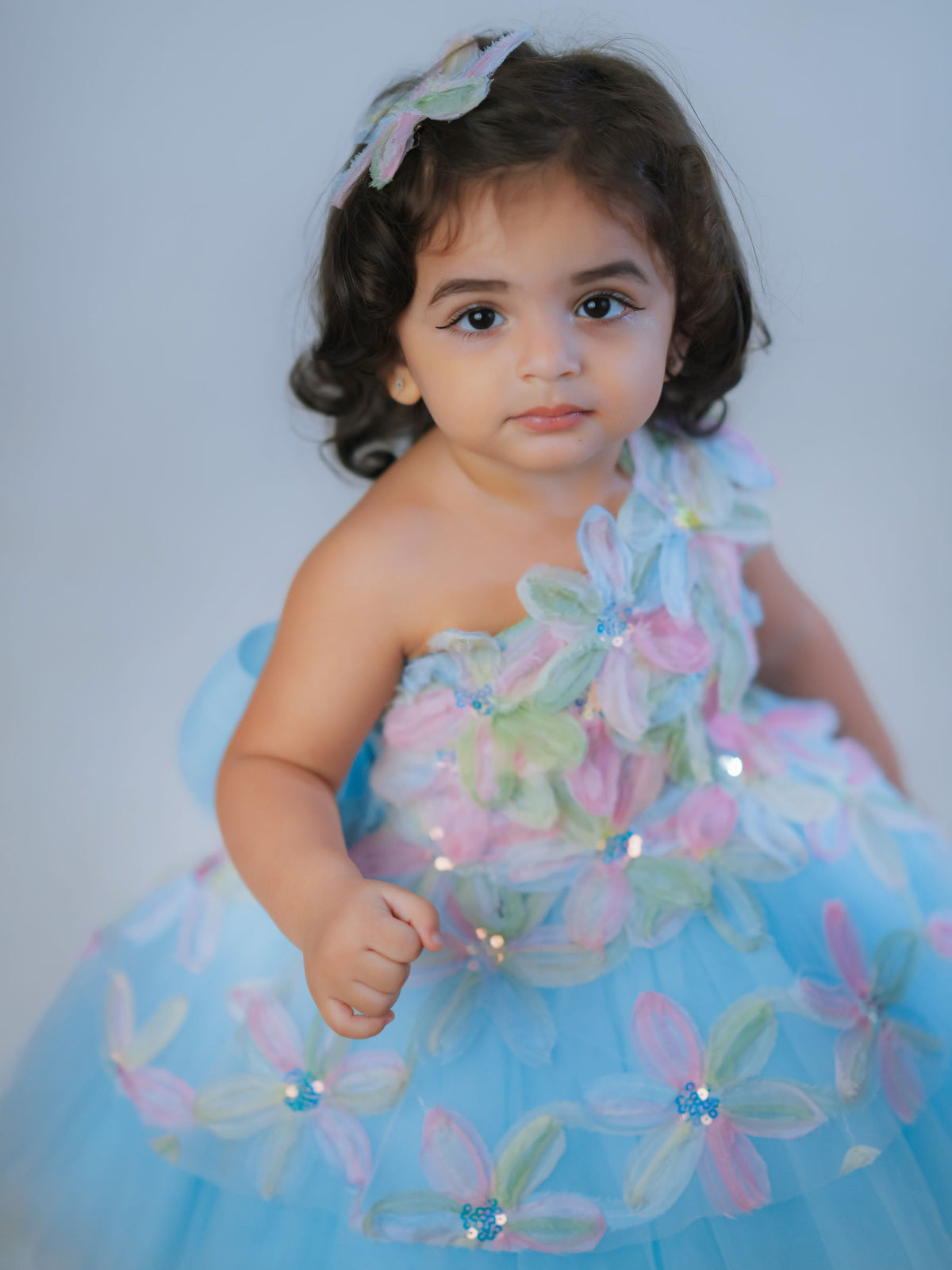 Petal-Drop Tiered Gown