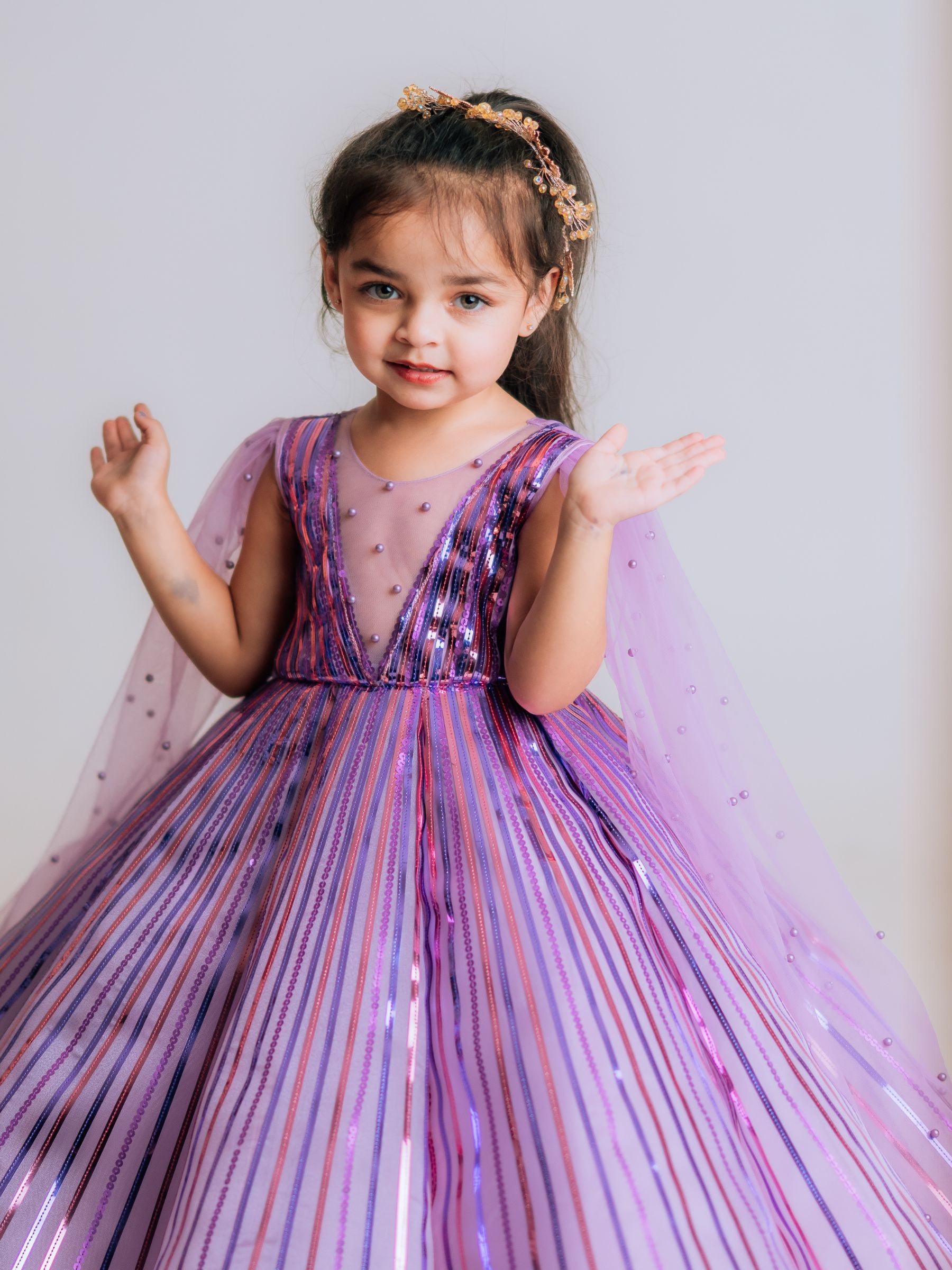 Lavender Sequence Weightless Panel Ball Gown