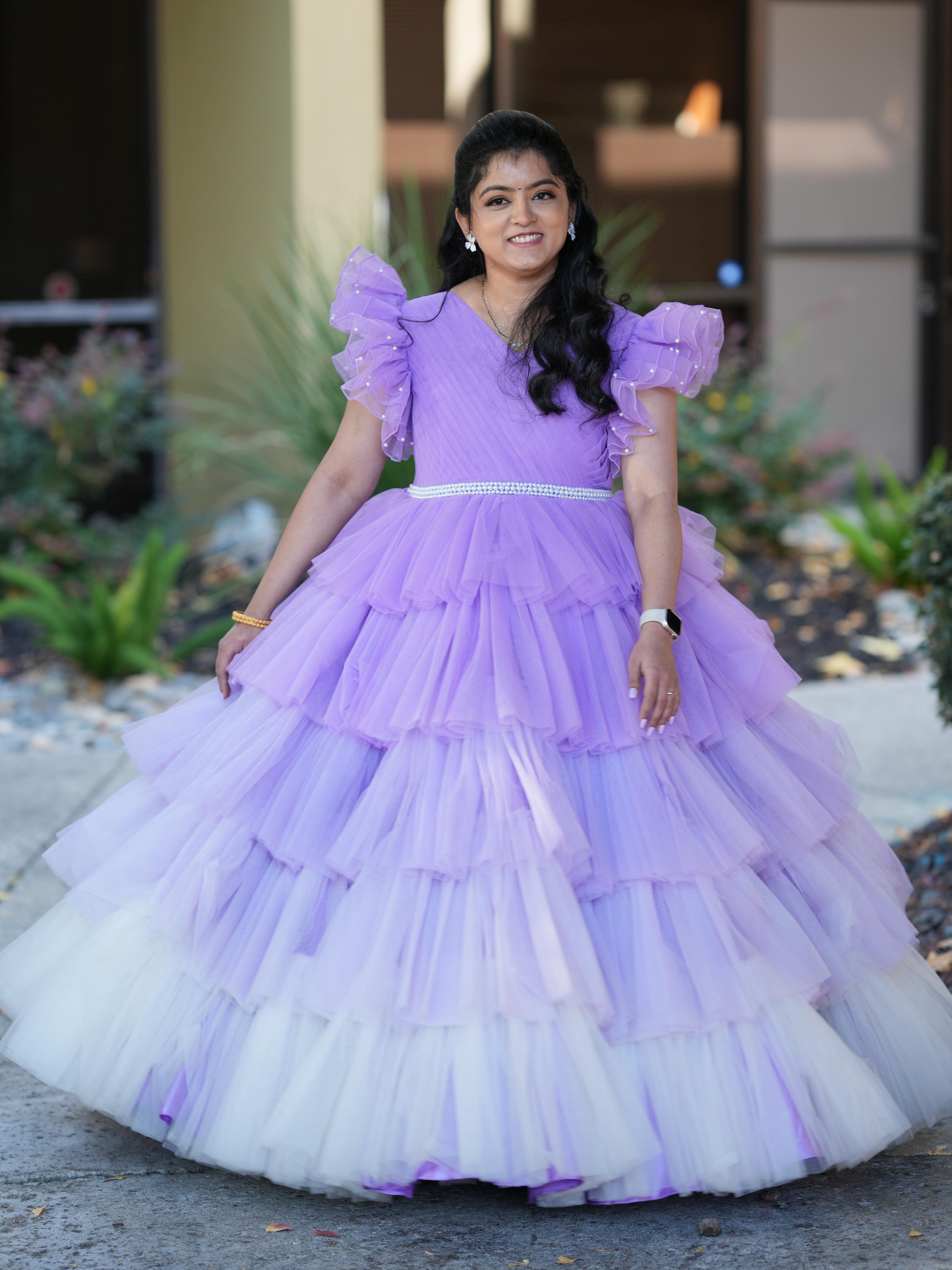 Lavender Enchanted Mist Layered Ruffle Wonderland Ball Gown