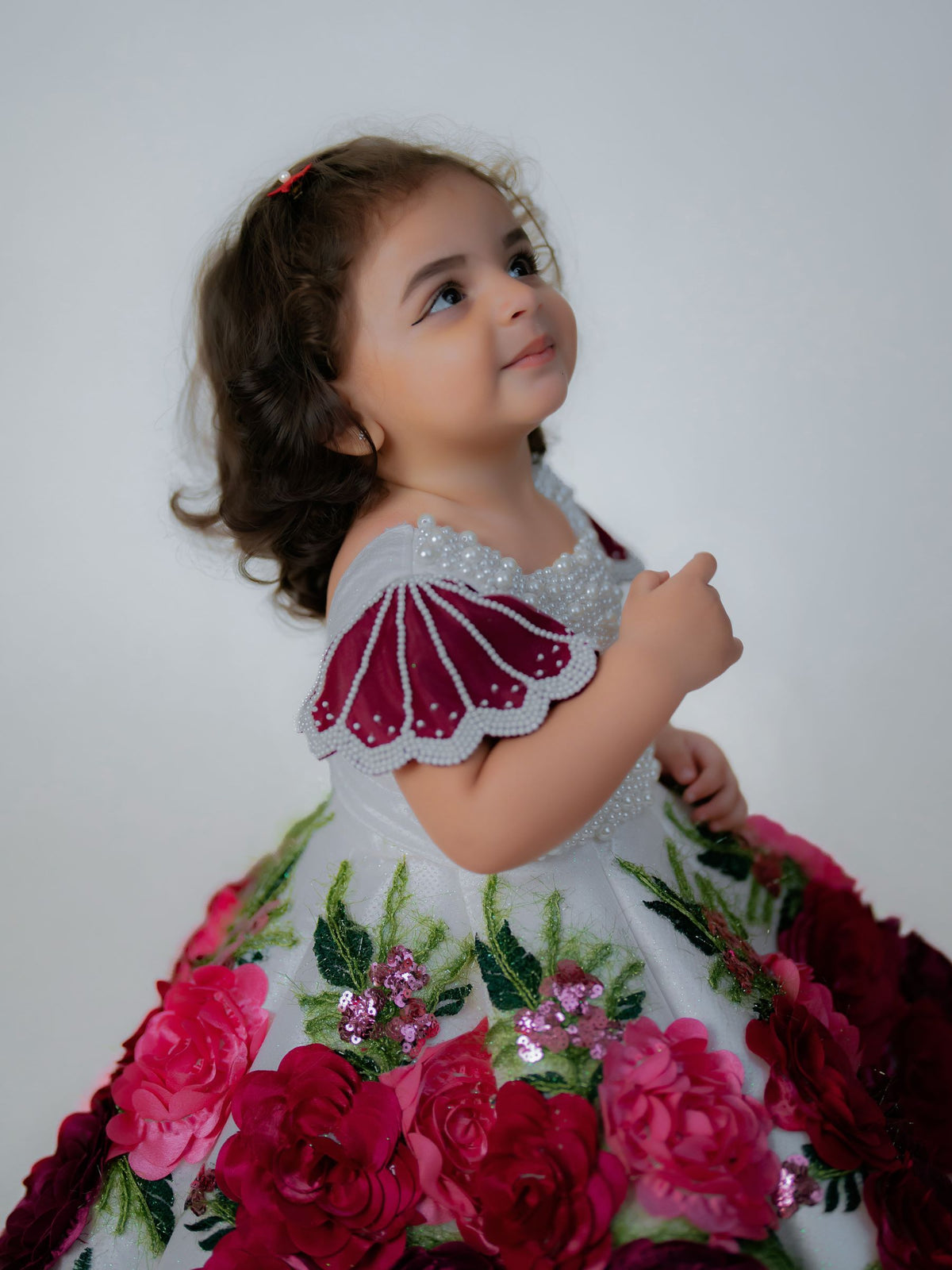 Crimson Rose Garden — 3D Floral Couture Gown