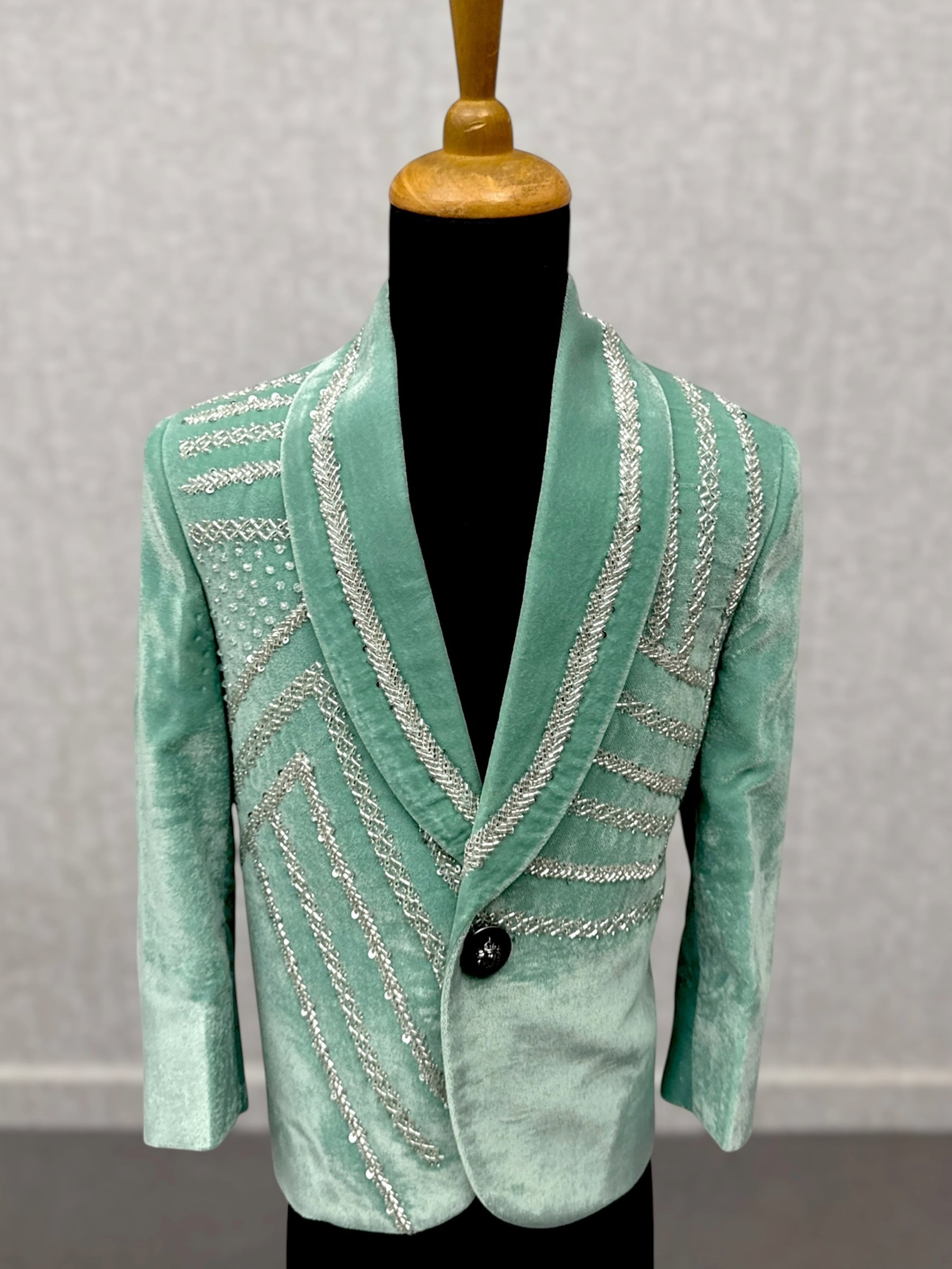 Majesty Mint Silver Sage Blazer- Comes with pant and shirt