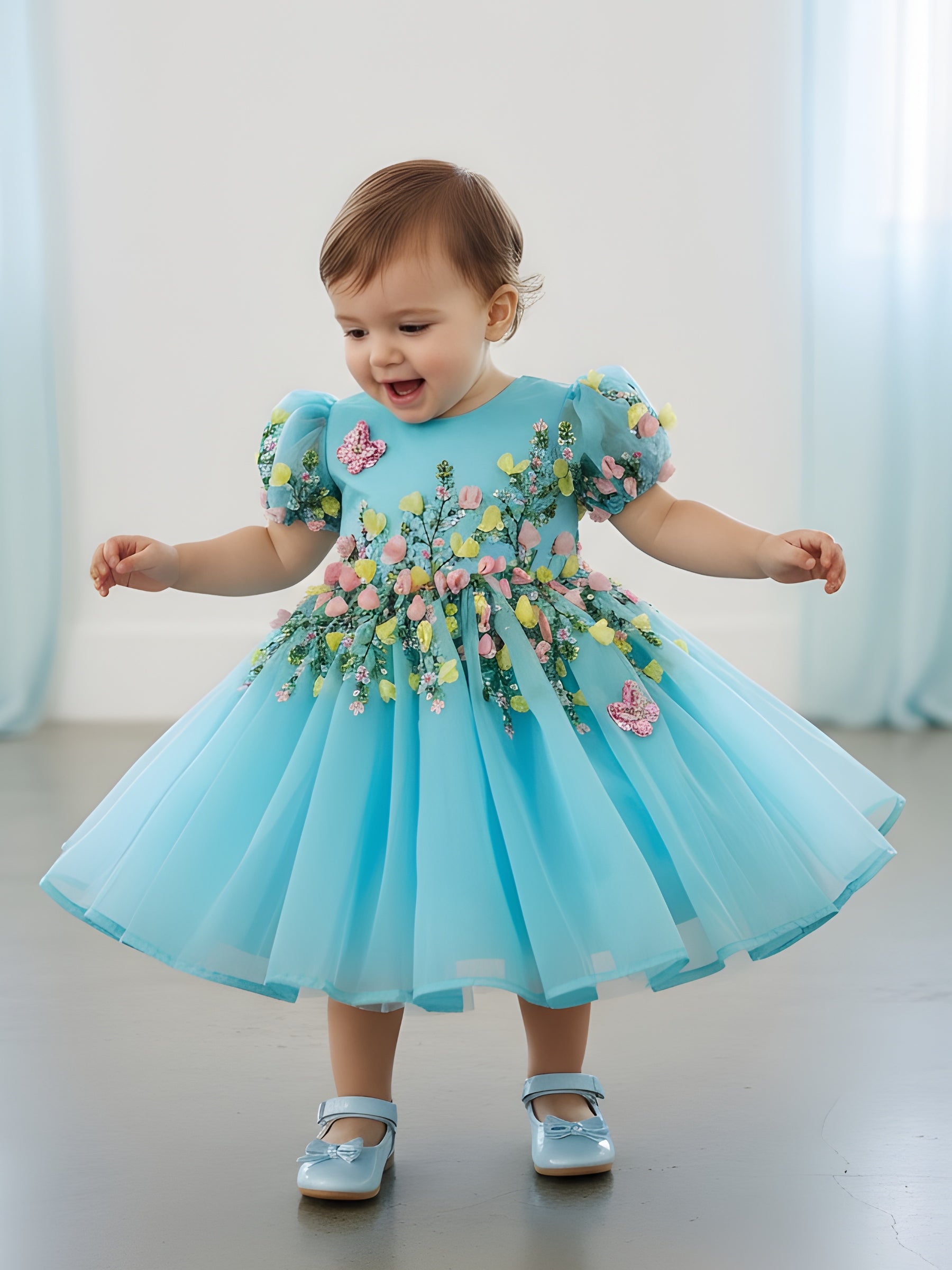 Sky Bloom Butterfly Sugar Bead Princess Ball Gown