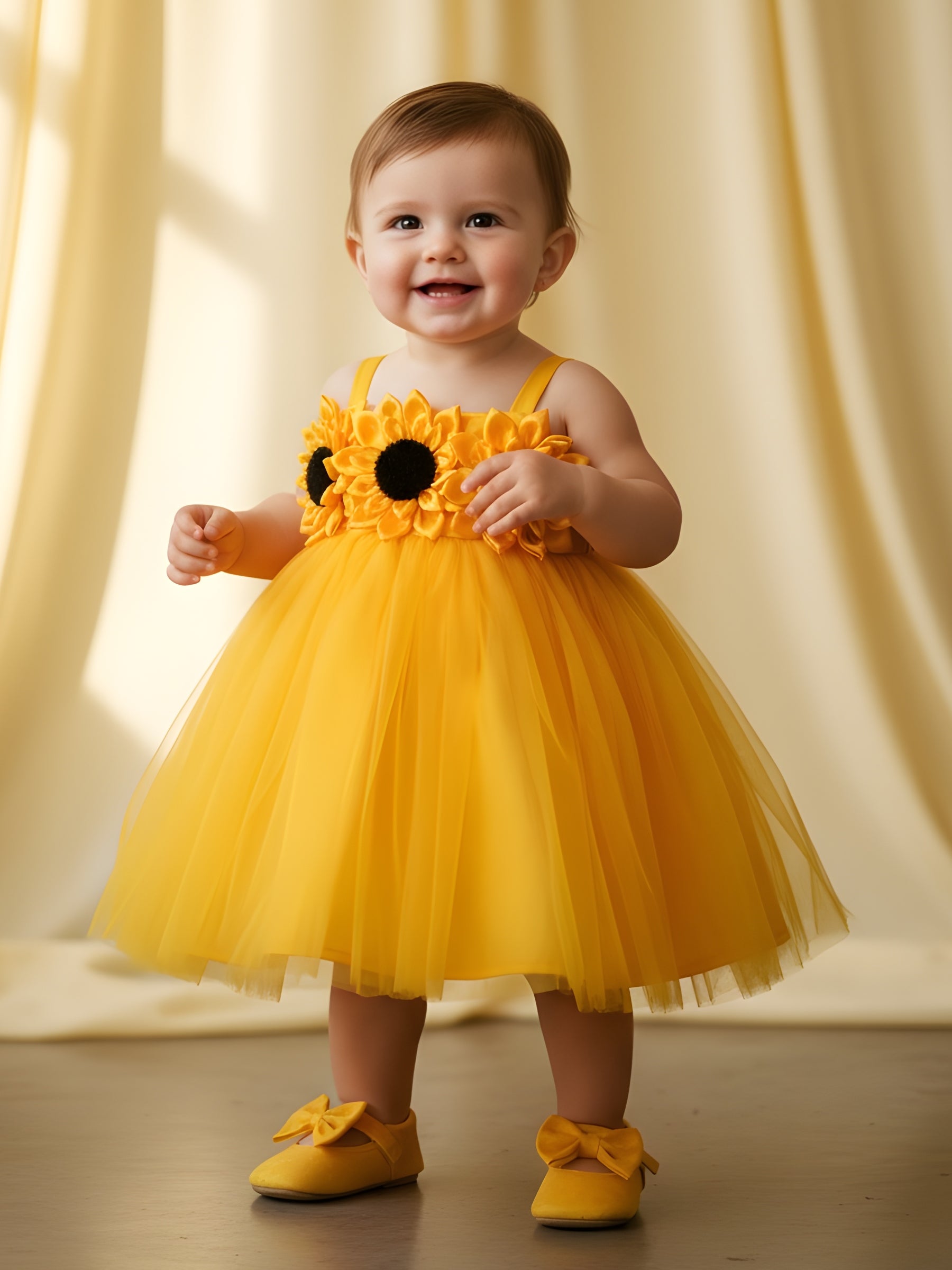 Theme dresses for baby girl Online, Yellow Sunflower Dream Baby Dress