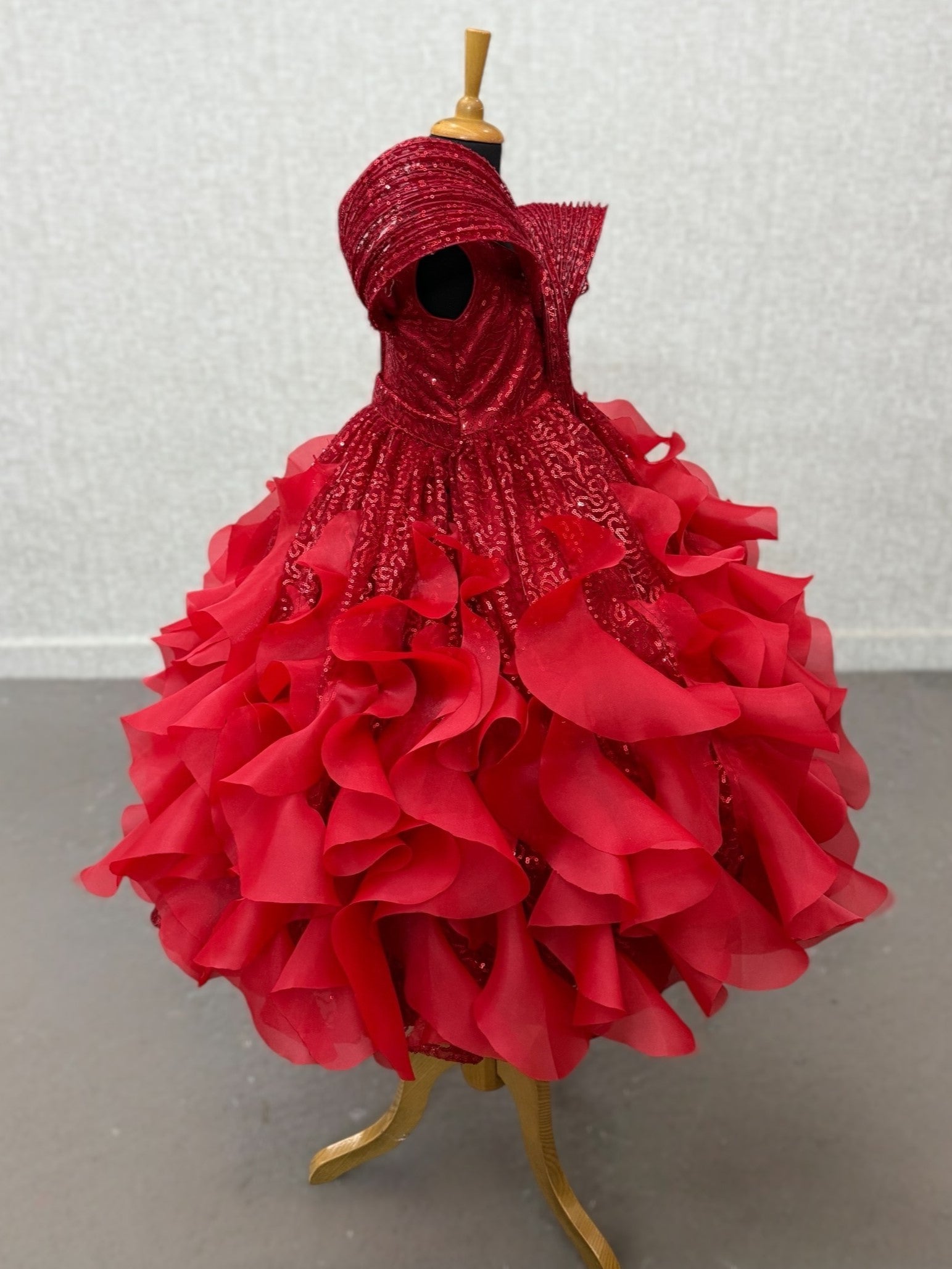Princess Gown Online, Red Sequin Organza Dress