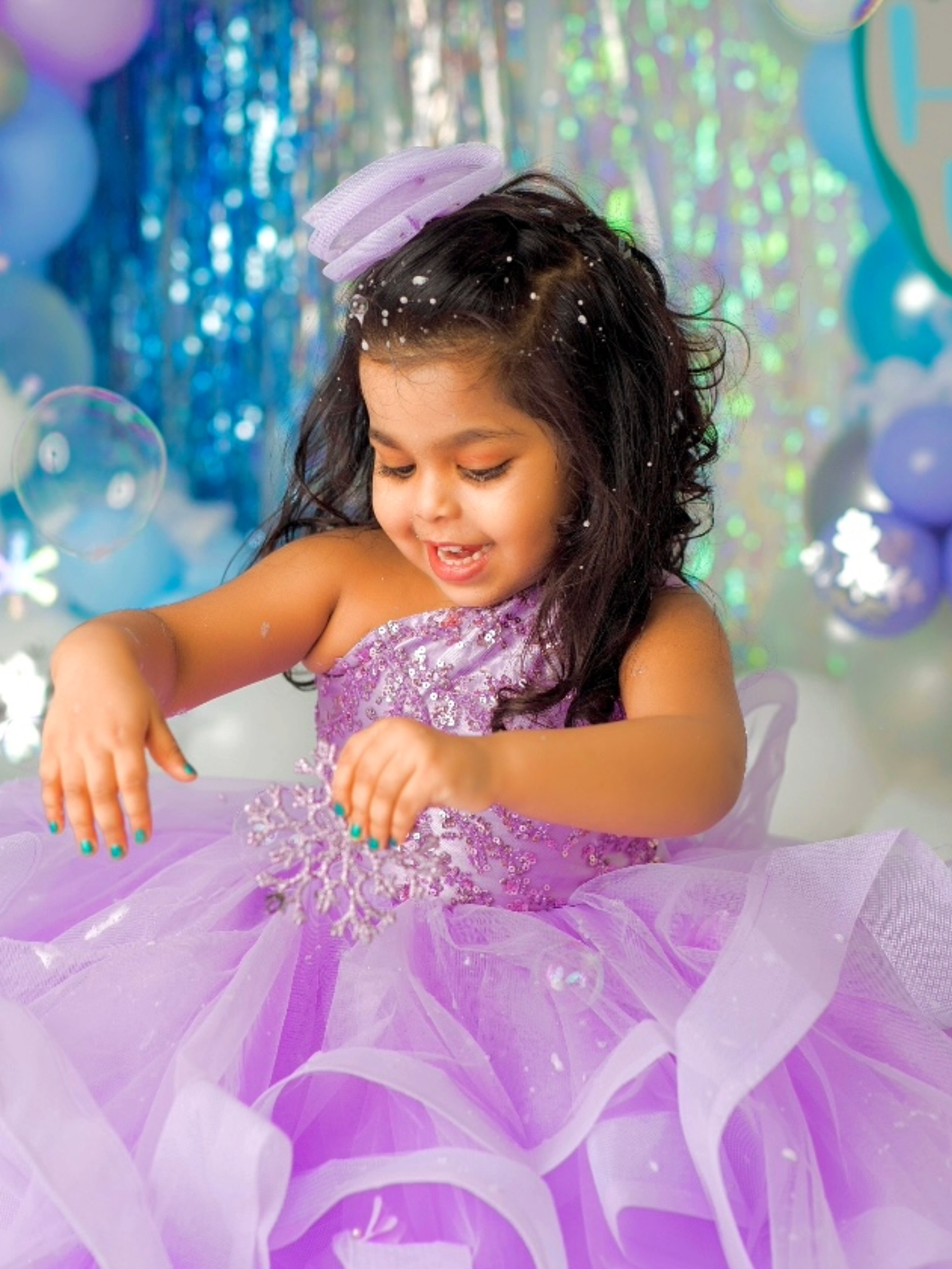 Lavender One-side Shoulder Ruffle Ball gown