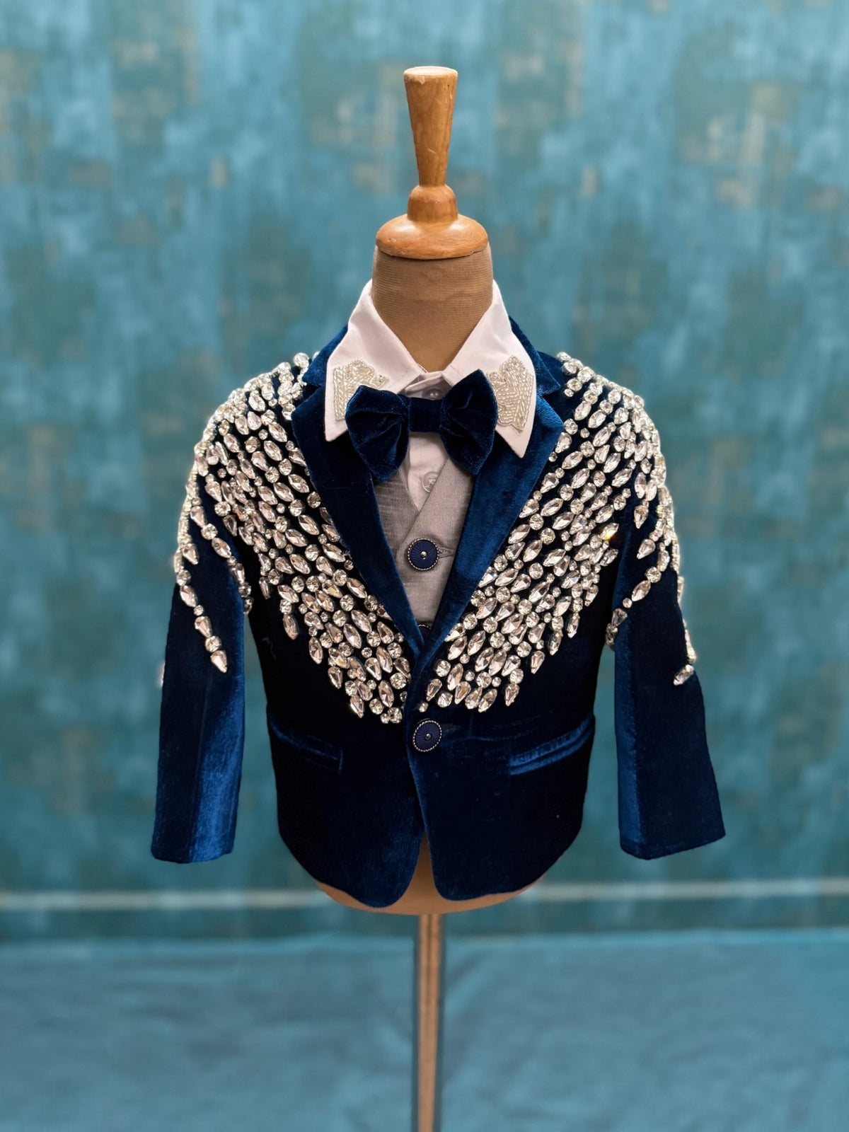 Crystal crymson emerald blazer suit - Comes with Waist coat, Pant, Blazer, name will be customized