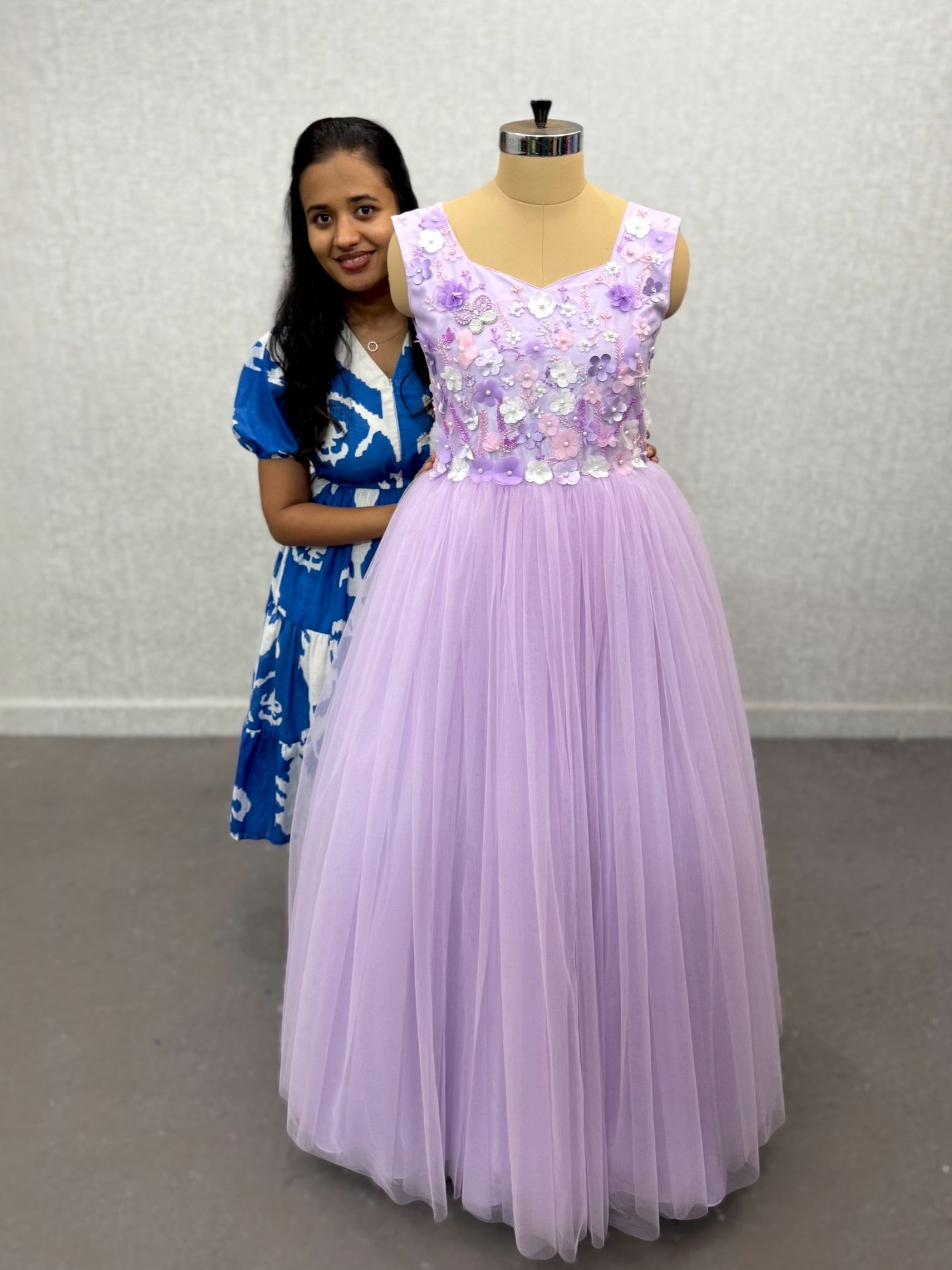 Designer Gown for Girl Online, Lavender Princess Dress