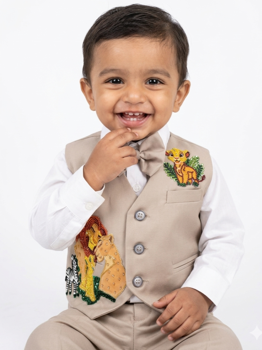 Boys Birthdays Dresses Online, Lion King Embroidered Suit